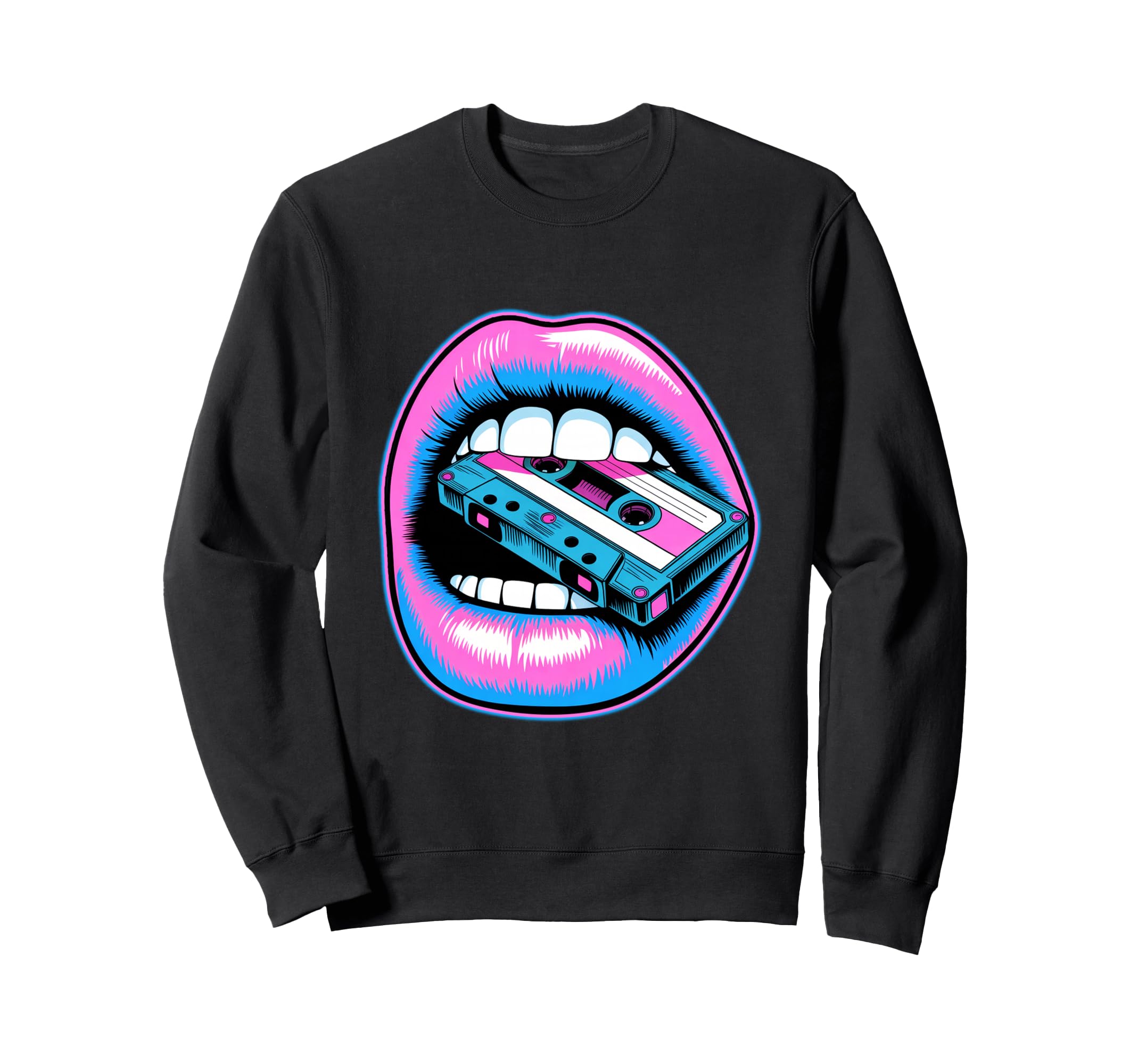 Nostalgic 80S Vibes Vibrant Lips And Sweatshirt - Graphic Print for Adults - T-Shirt, Sweatshirt, Hoodie