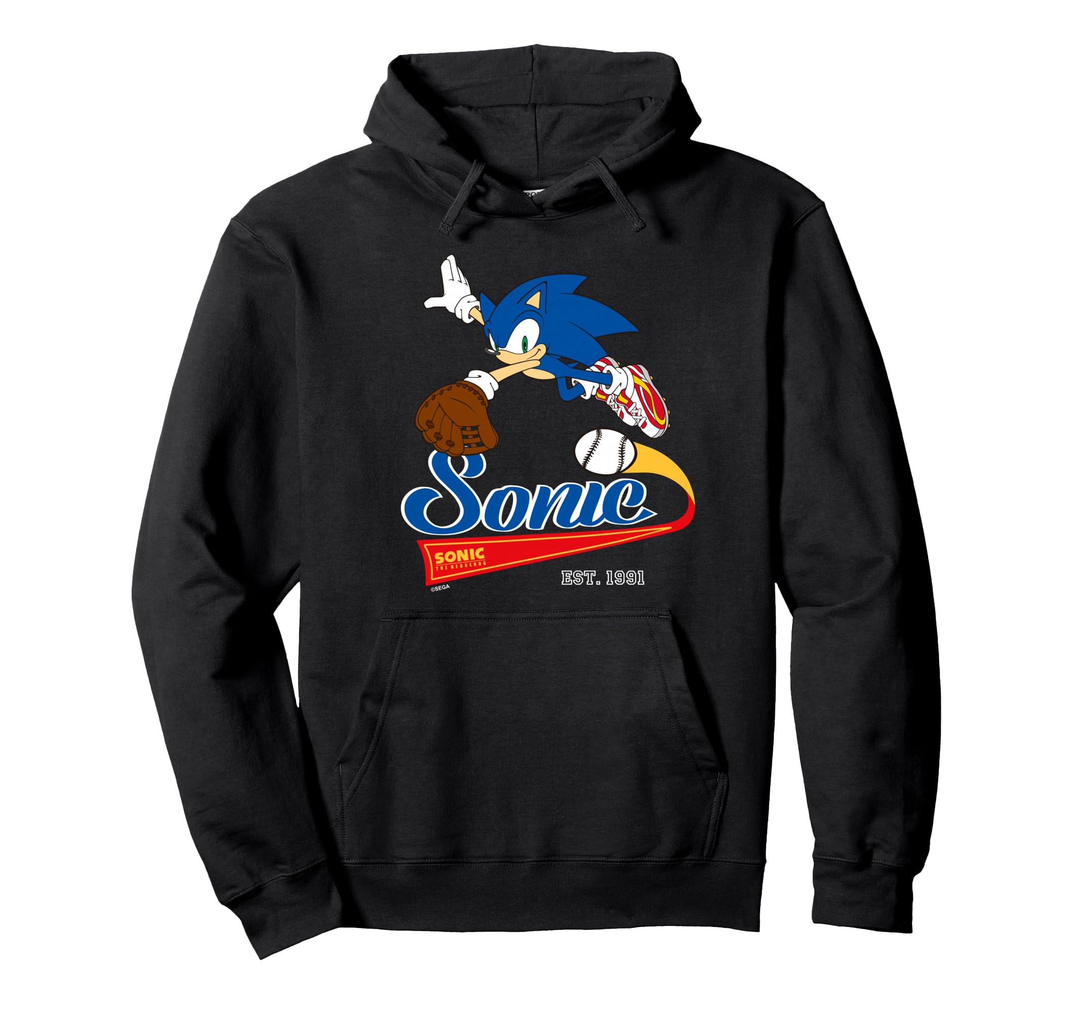 Sonic Hedgehog Sonic Baseball Est 1991 Hoodie - Custom Art Print for Adults - T-Shirt, Sweatshirt, Hoodie