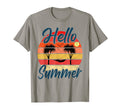 Hello Summer Palm Trees Hammock Sunsets T-Shirt - Minimalist Print Unisex - T-Shirt, Sweatshirt, Hoodie