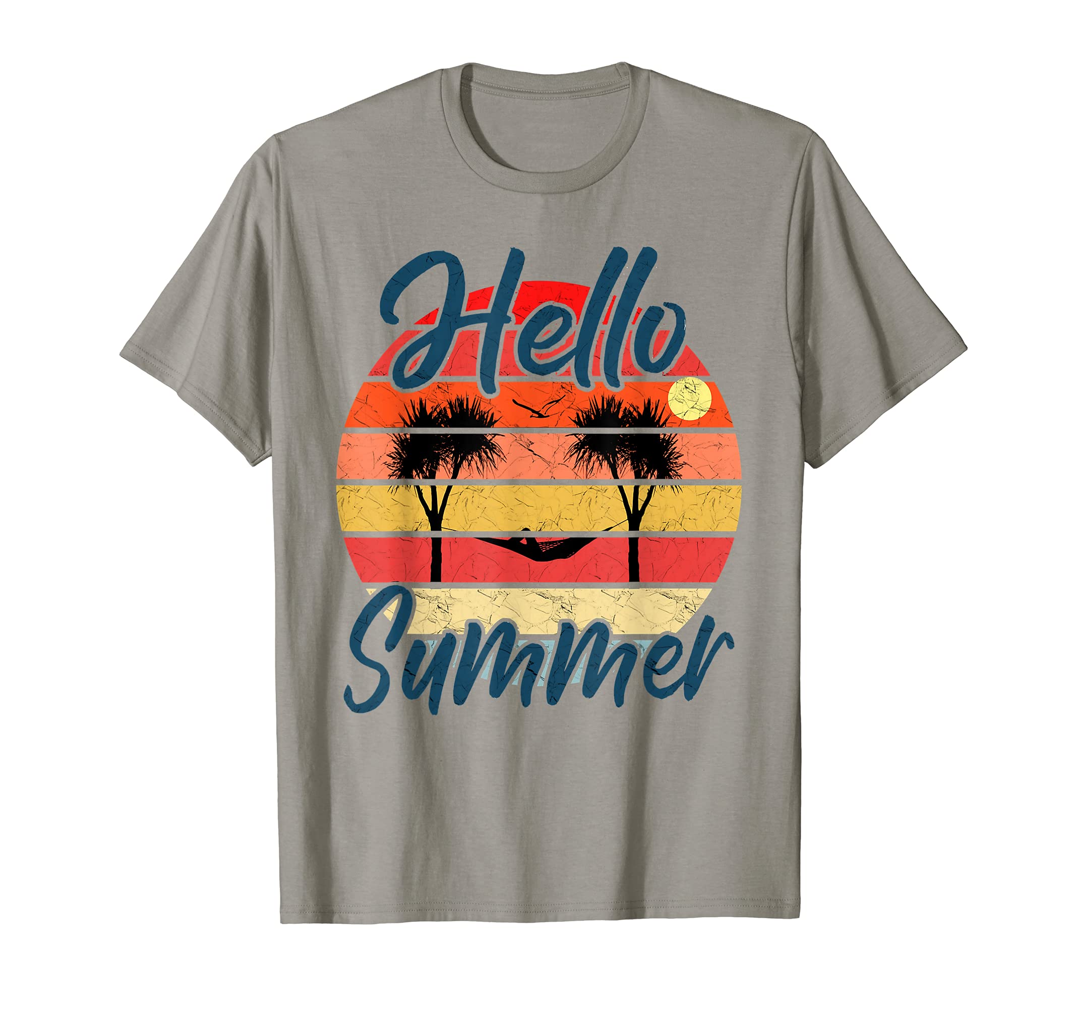 Hello Summer Palm Trees Hammock Sunsets T-Shirt - Minimalist Print Unisex - T-Shirt, Sweatshirt, Hoodie