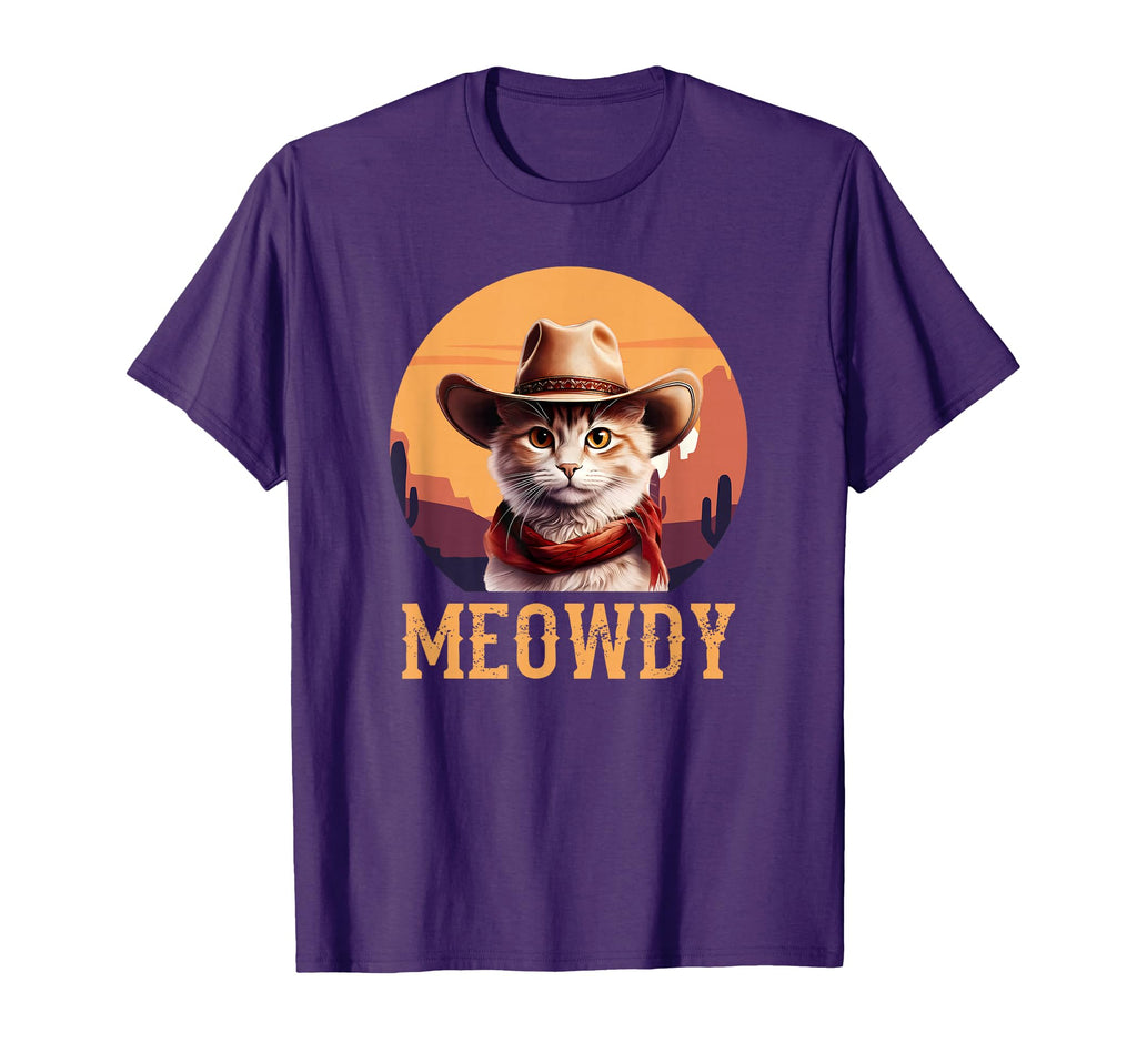 Meowdy Cat Cowboy Hat Funny T-Shirt - Casual Everyday Wear Men Women - T-Shirt, Sweatshirt, Hoodie