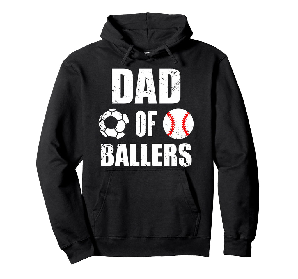 Dad Ballers Funny Soccer Baseball Dad Hoodie - Minimalist Print for Adults - T-Shirt, Sweatshirt, Hoodie