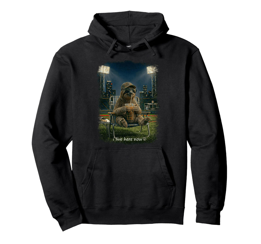 Funny Sloth Ballfield Baseball Field I Hoodie - Graphic Print Men Women - T-Shirt, Sweatshirt, Hoodie