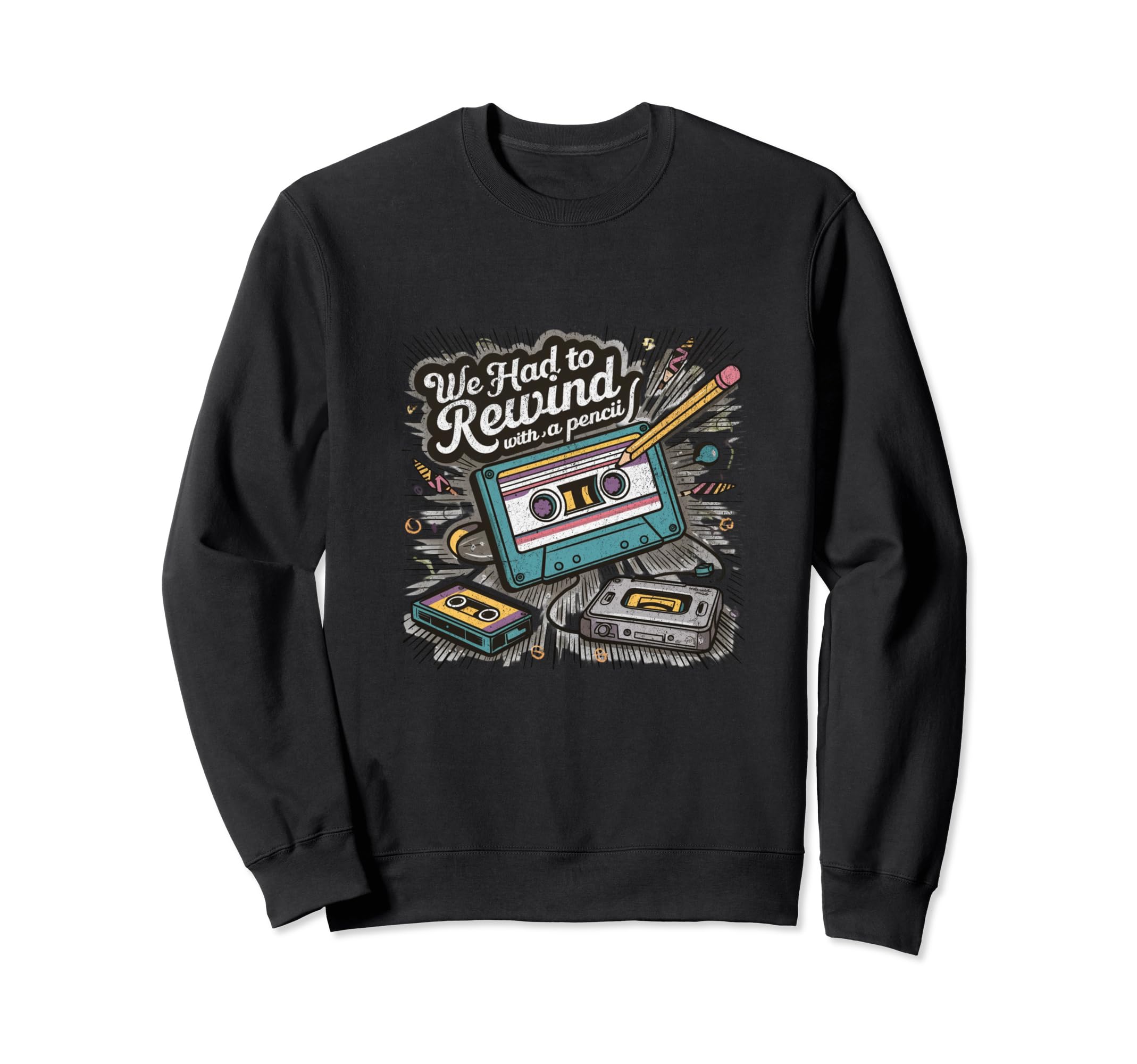 80S Cassette Tape Pencil 1980S Sweatshirt - Custom Art Print for Adults - T-Shirt, Sweatshirt, Hoodie