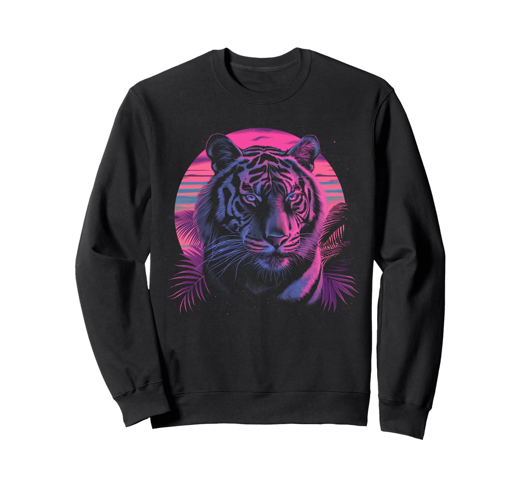 Tiger Vaporwave Aesthetic Sweatshirt - Casual Everyday Wear for Adults - T-Shirt, Sweatshirt, Hoodie
