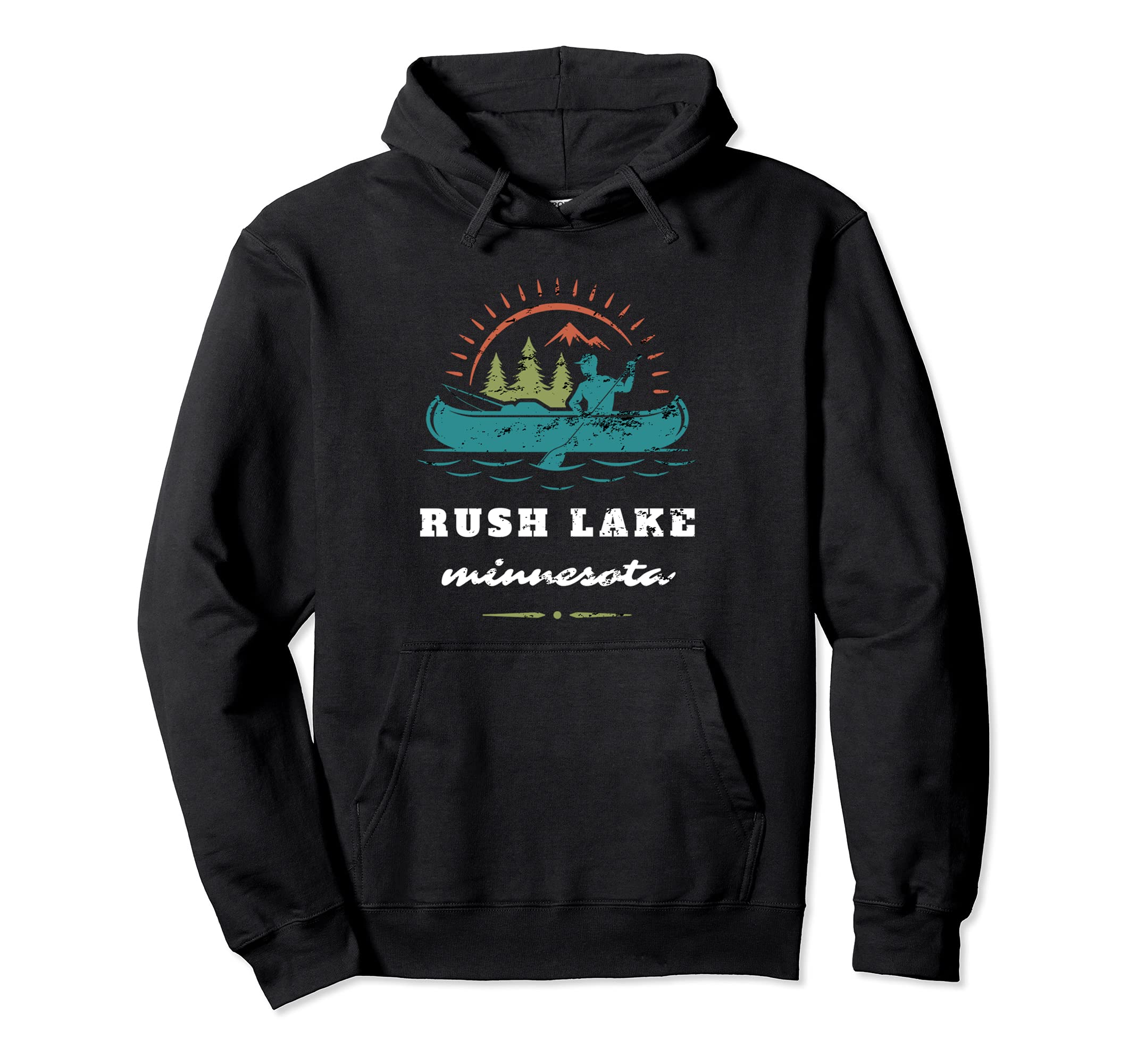 Rush Lake Minnesota Fishing Canoe Hoodie - Fun Novelty Design for Adults - T-Shirt, Sweatshirt, Hoodie