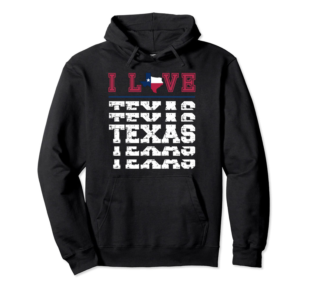 I Love Texas Flag State Shape Distressed Hoodie - Graphic Print Men Women - T-Shirt, Sweatshirt, Hoodie