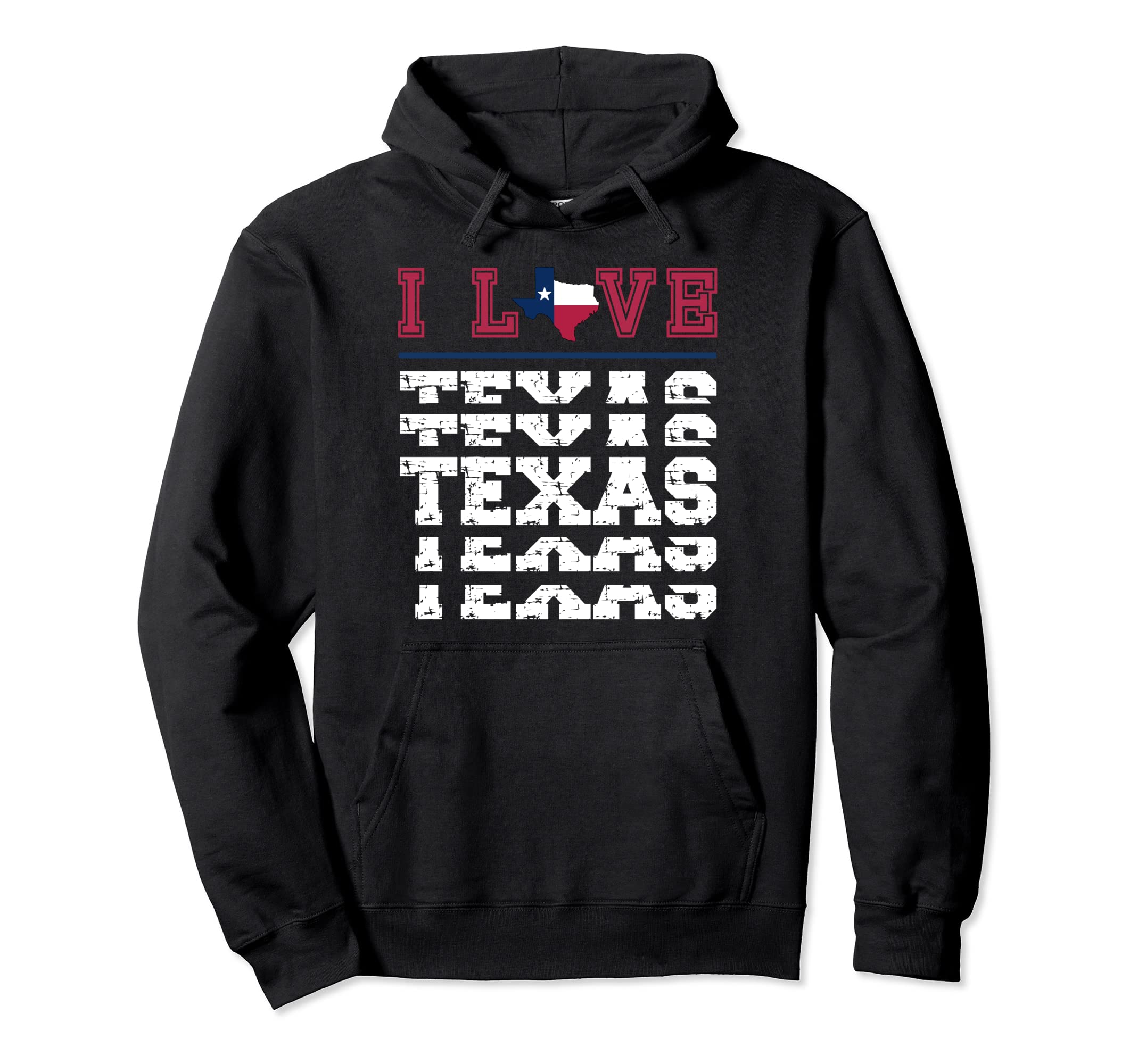 I Love Texas Flag State Shape Distressed Hoodie - Graphic Print Men Women - T-Shirt, Sweatshirt, Hoodie