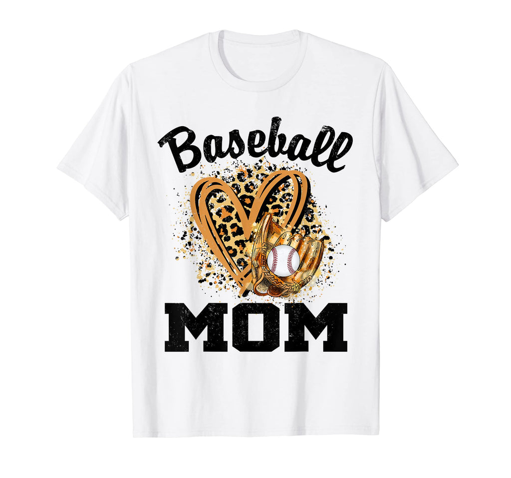 Baseball Mom Leopard Heart Baseball T-Shirt - Aesthetic Graphic for Adults - T-Shirt, Sweatshirt, Hoodie