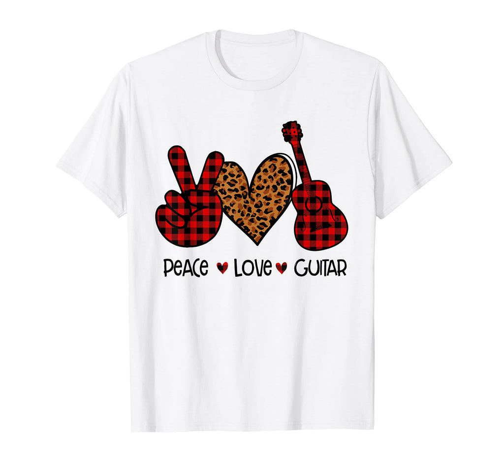 Peace Love Guitar Leopard T-Shirt - Aesthetic Graphic for Adults - T-Shirt, Sweatshirt, Hoodie