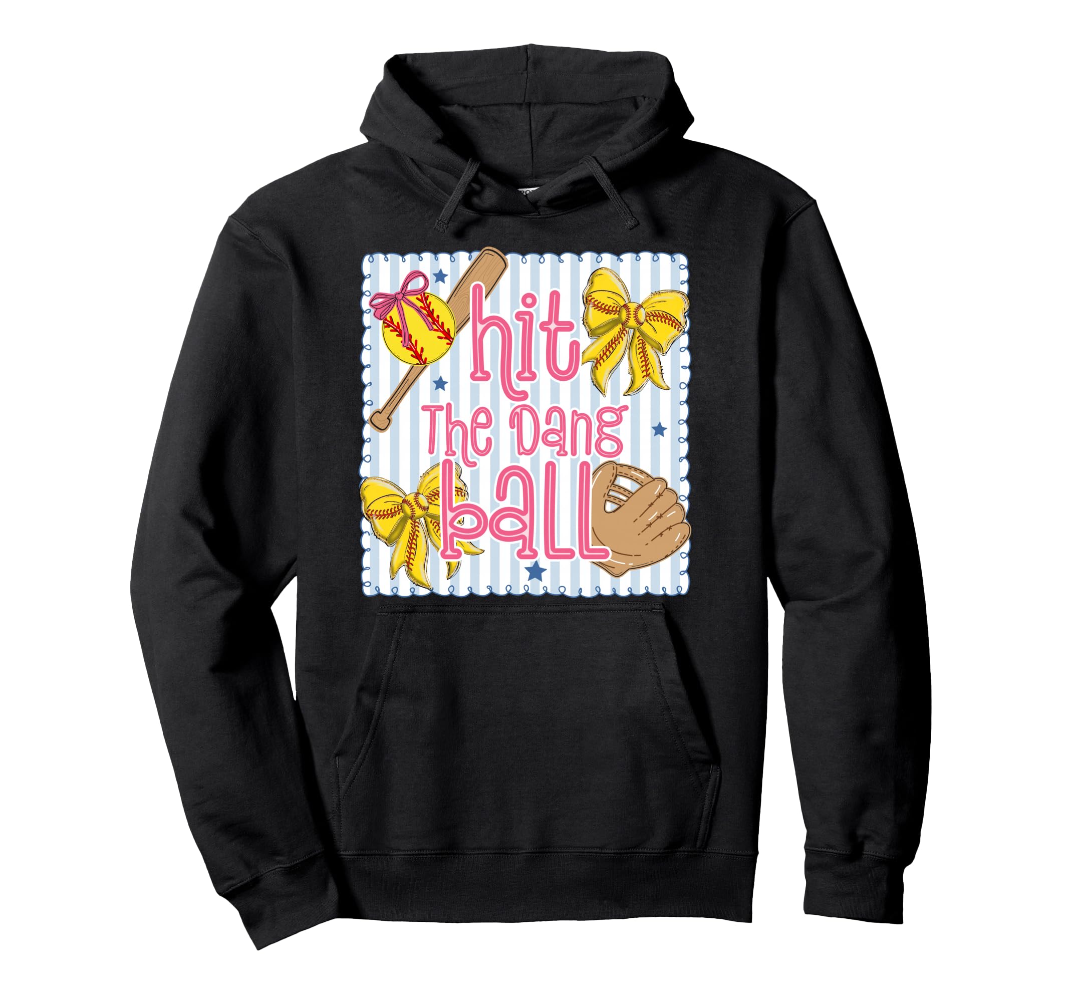 Hit Dang Ball Funny Game Day Softball Mom Hoodie - Custom Art Print Unisex - T-Shirt, Sweatshirt, Hoodie