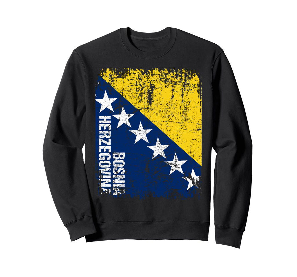 Bosnia Flag Distressed Herzegovina Sweatshirt - Unique Graphic Unisex - T-Shirt, Sweatshirt, Hoodie