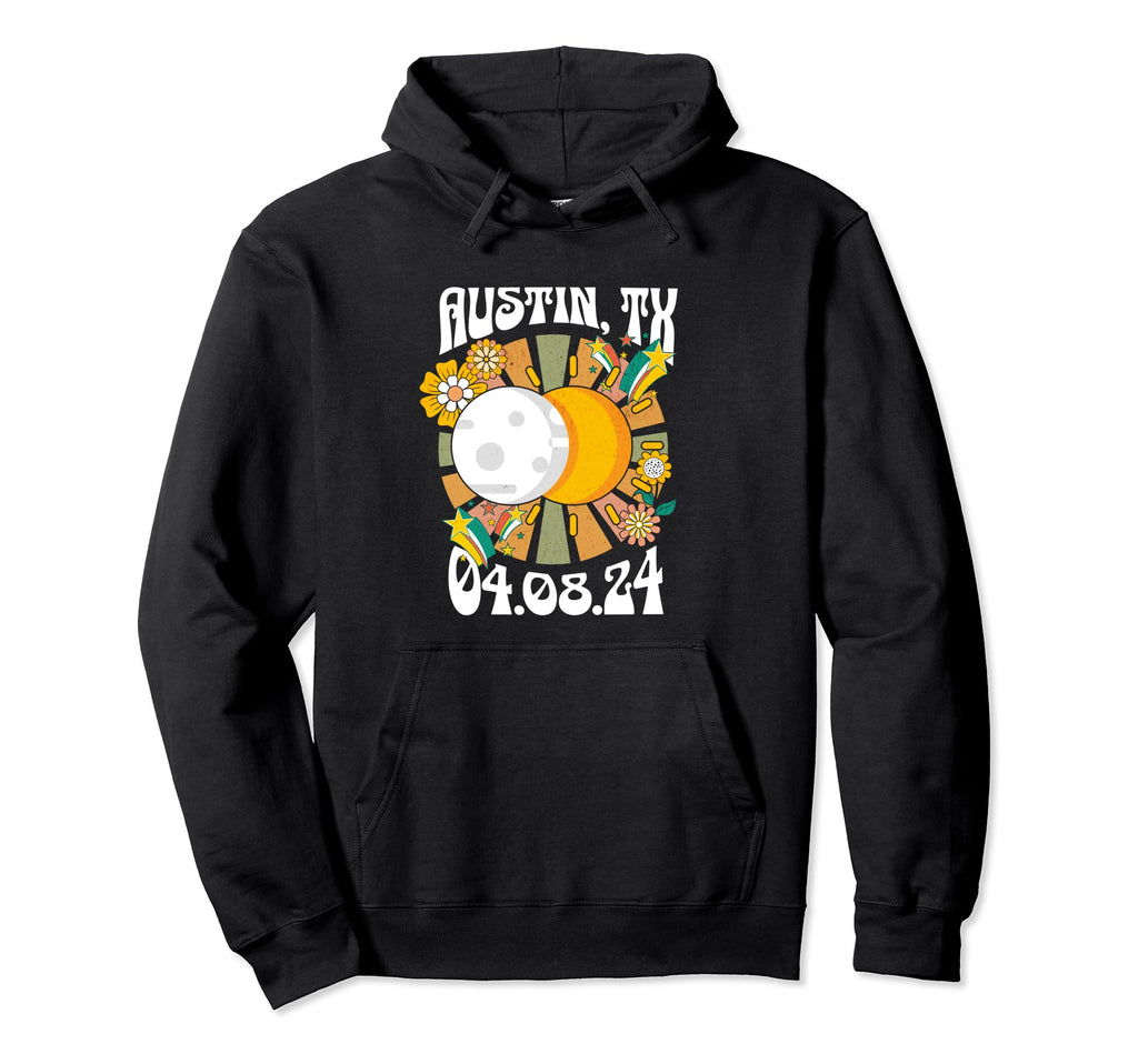 Austin Tx Texas Total Solar Eclipse 2024 Hoodie - Trendy Graphic Men Women - T-Shirt, Sweatshirt, Hoodie