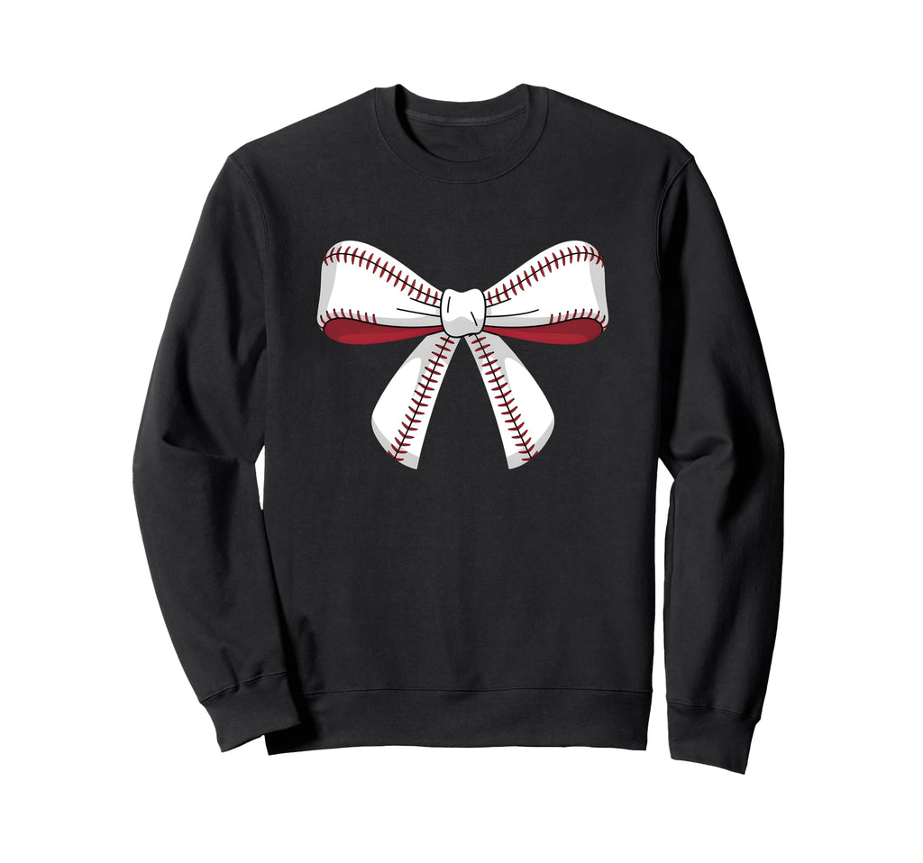 Baseball Bow Baseball Mom Mama Sweatshirt - Novelty Apparel Unisex - T-Shirt, Sweatshirt, Hoodie