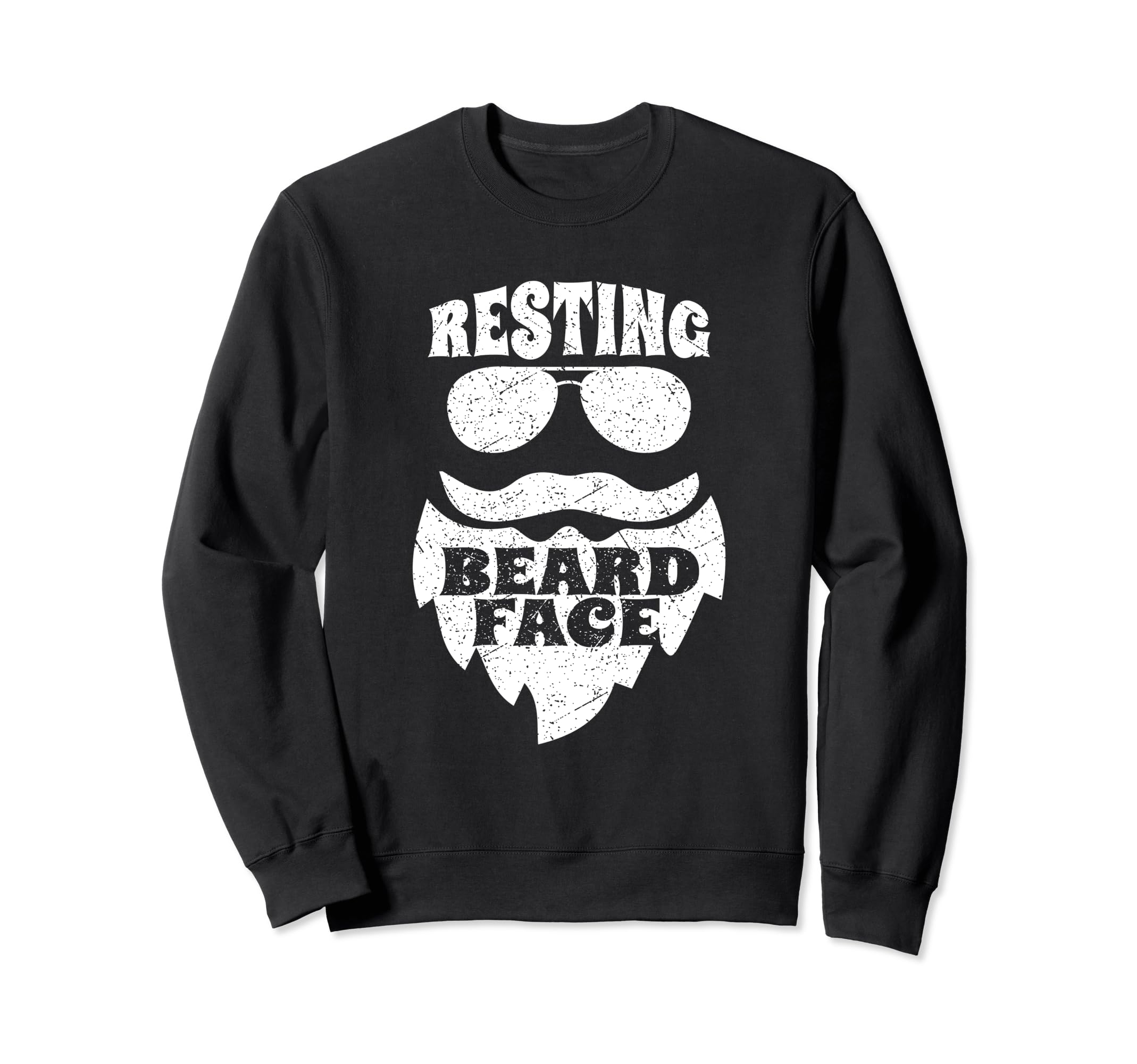 Distressed Resting Beard Face Sweatshirt - Aesthetic Graphic for Adults - T-Shirt, Sweatshirt, Hoodie