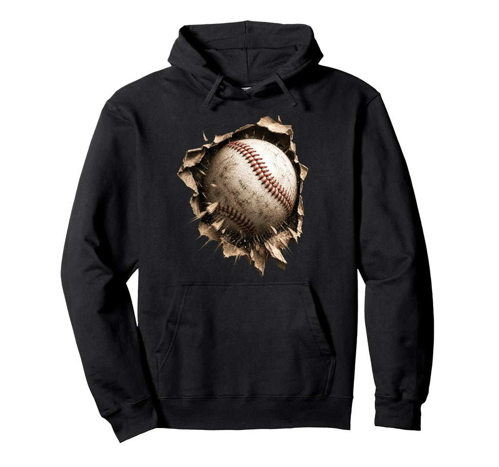 Baseball Softball Torn Fabric Hoodie - Streetwear Style for Adults - T-Shirt, Sweatshirt, Hoodie