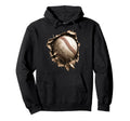 Baseball Softball Torn Fabric Hoodie - Streetwear Style for Adults - T-Shirt, Sweatshirt, Hoodie