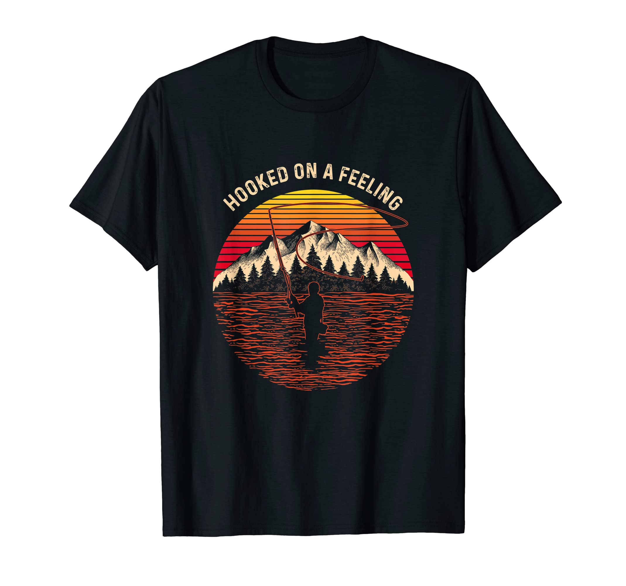 Mens Hooked Feeling Sunset Angler T-Shirt - Custom Art Print Men Women - T-Shirt, Sweatshirt, Hoodie