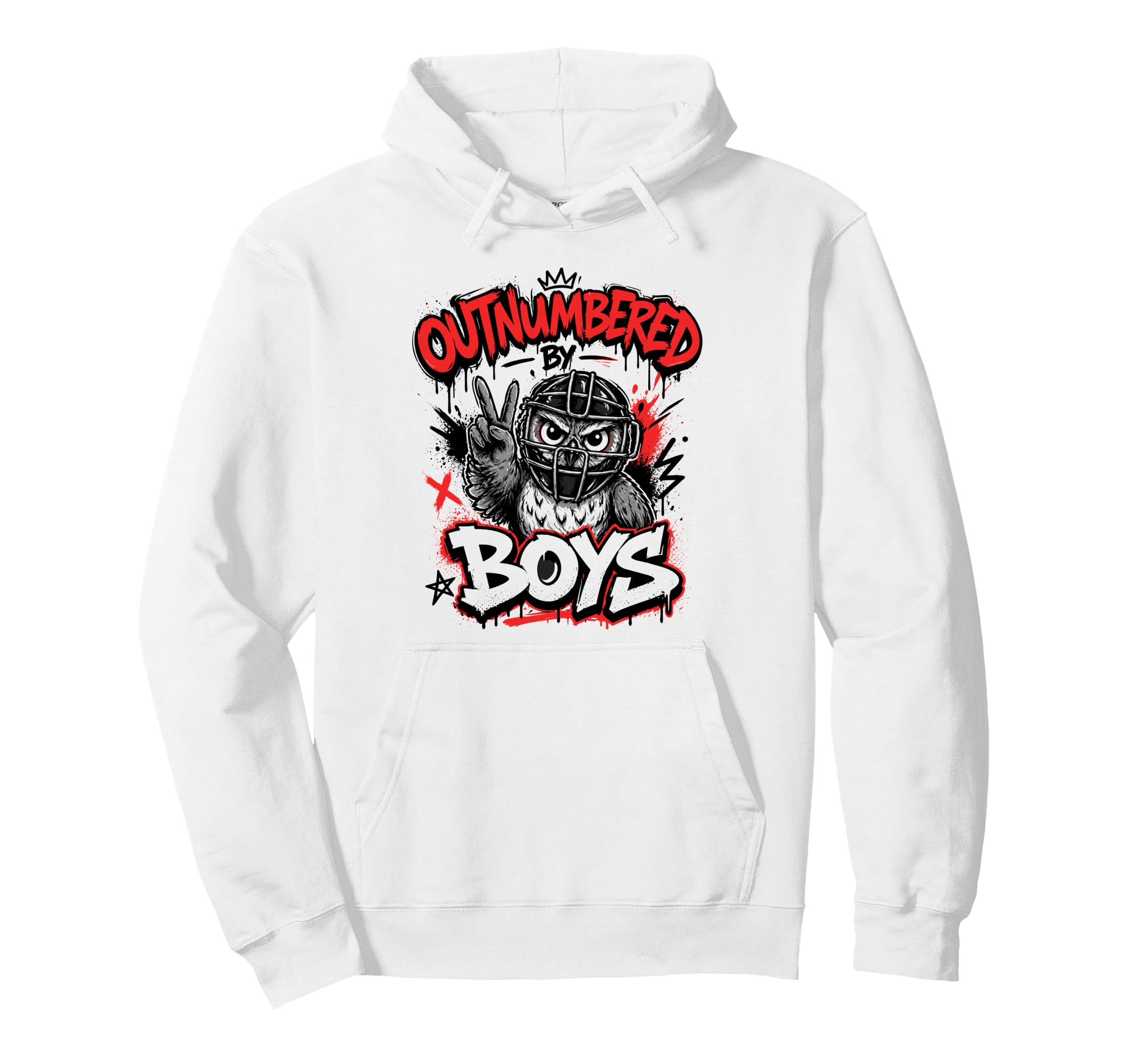 Outnumbered Baseball Mom Funny Catcher Owl Hoodie - Graphic Print Unisex - T-Shirt, Sweatshirt, Hoodie