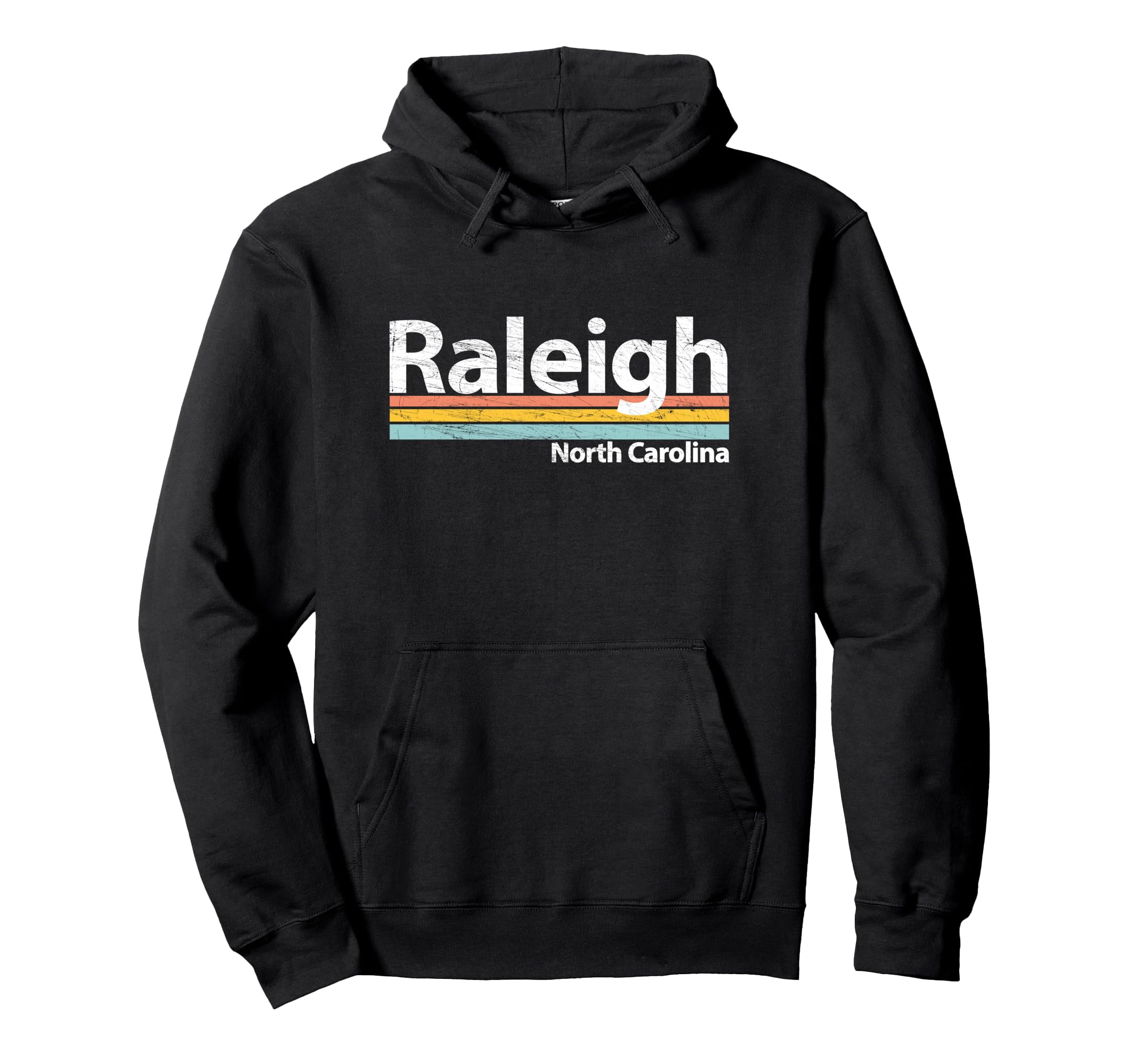 Raleigh North Carolina Worn Stripes Hoodie - Fun Novelty Design for Adults - T-Shirt, Sweatshirt, Hoodie