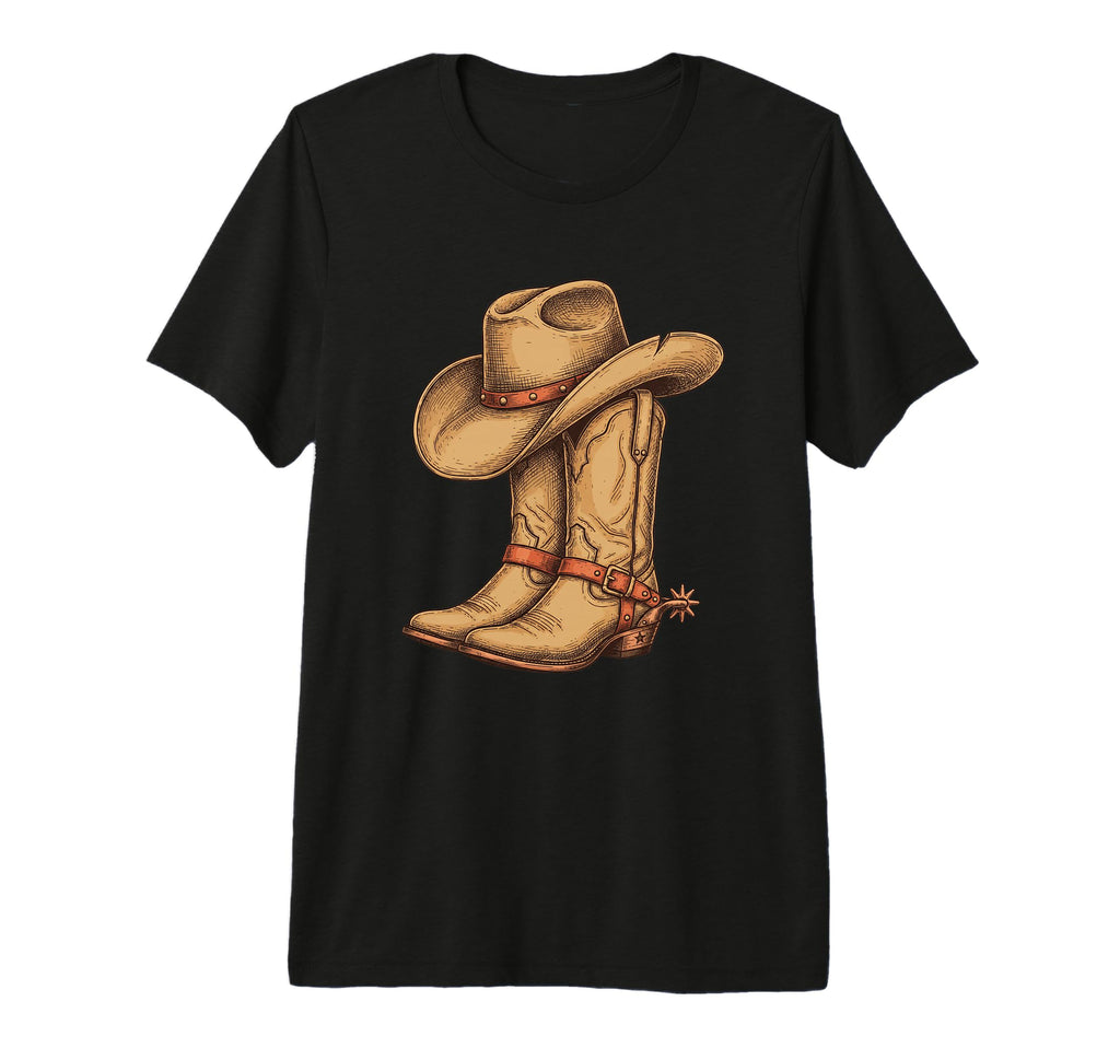 Cowboy Hat And Boots Western T-Shirt - Graphic Print Men Women - T-Shirt, Sweatshirt, Hoodie