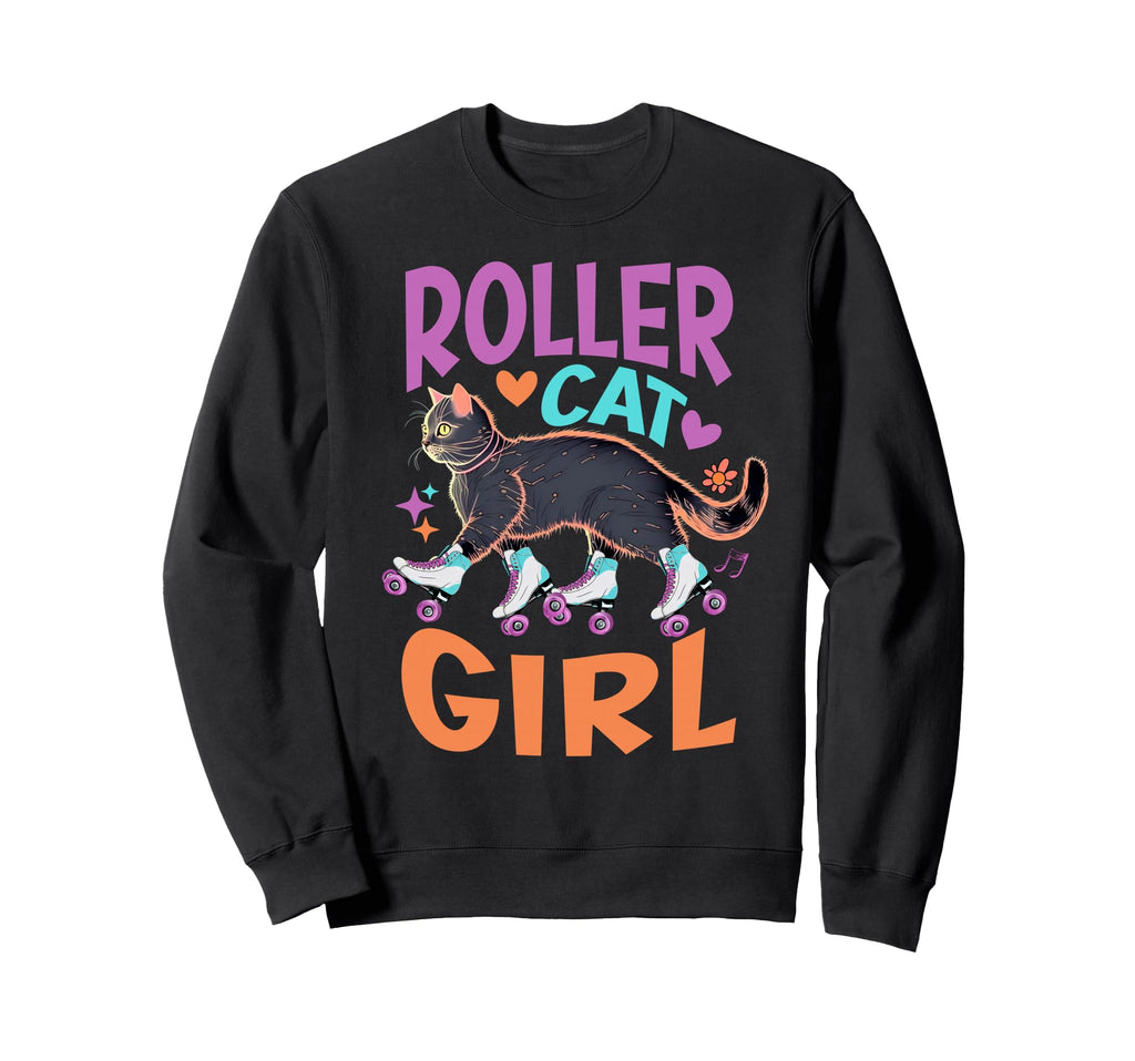 Roller Skating Cat Funny Skaters Sweatshirt - Streetwear Style for Adults - T-Shirt, Sweatshirt, Hoodie