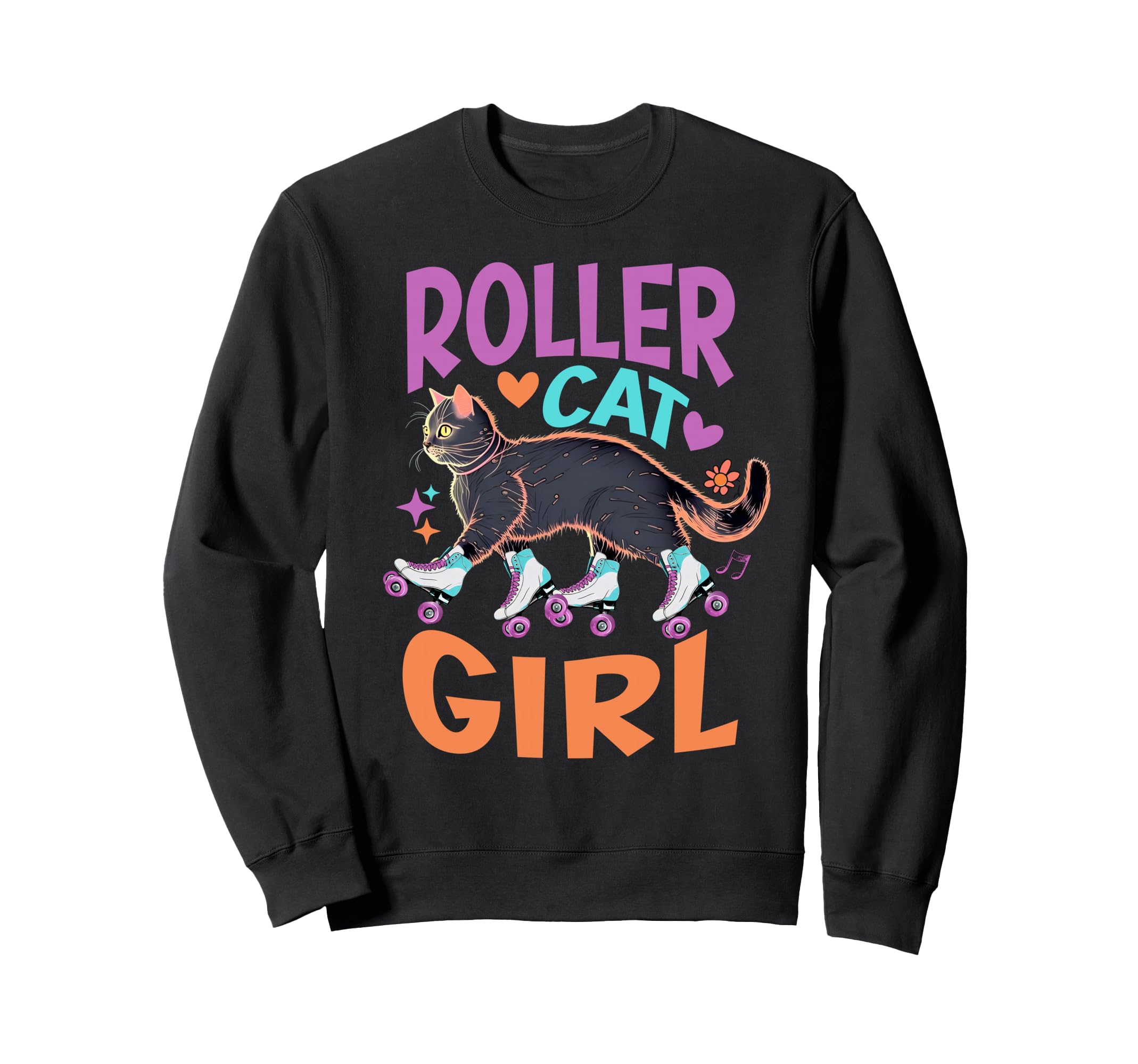 Roller Skating Cat Funny Skaters Sweatshirt - Streetwear Style for Adults - T-Shirt, Sweatshirt, Hoodie