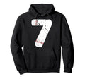 Number 7 Baseball Distressed Team Hoodie - Fun Novelty Design for Adults - T-Shirt, Sweatshirt, Hoodie