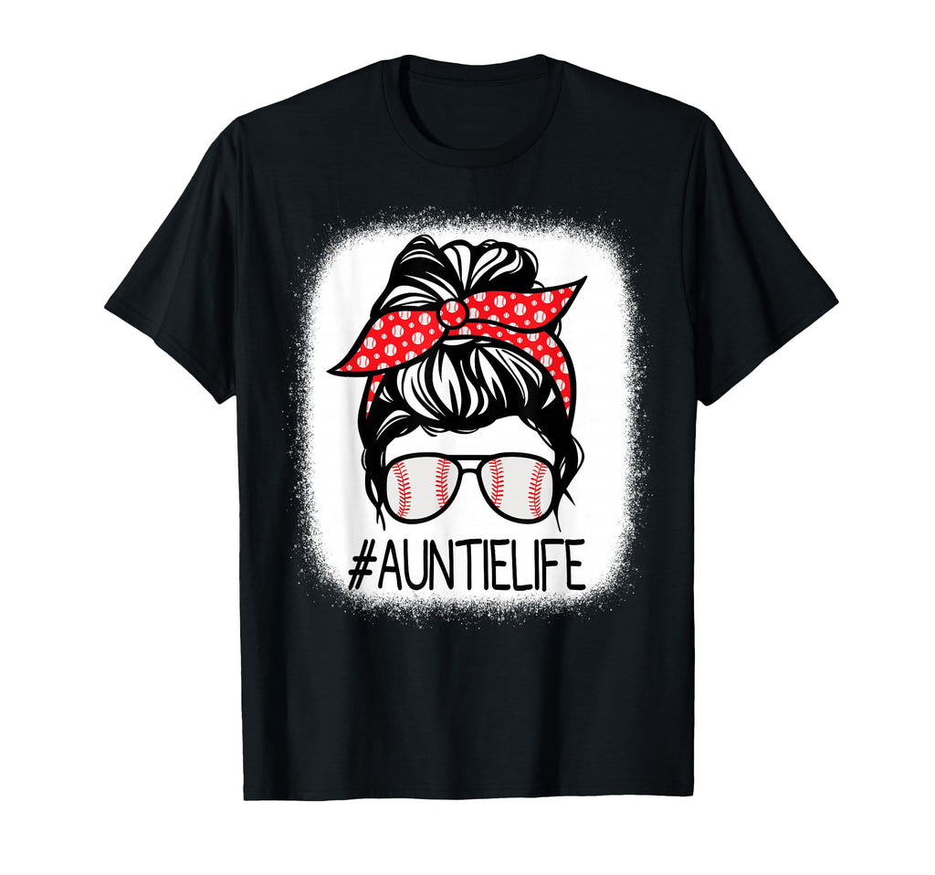Auntie Bleached Messy Bun Baseball T-Shirt - Unique Graphic Unisex - T-Shirt, Sweatshirt, Hoodie