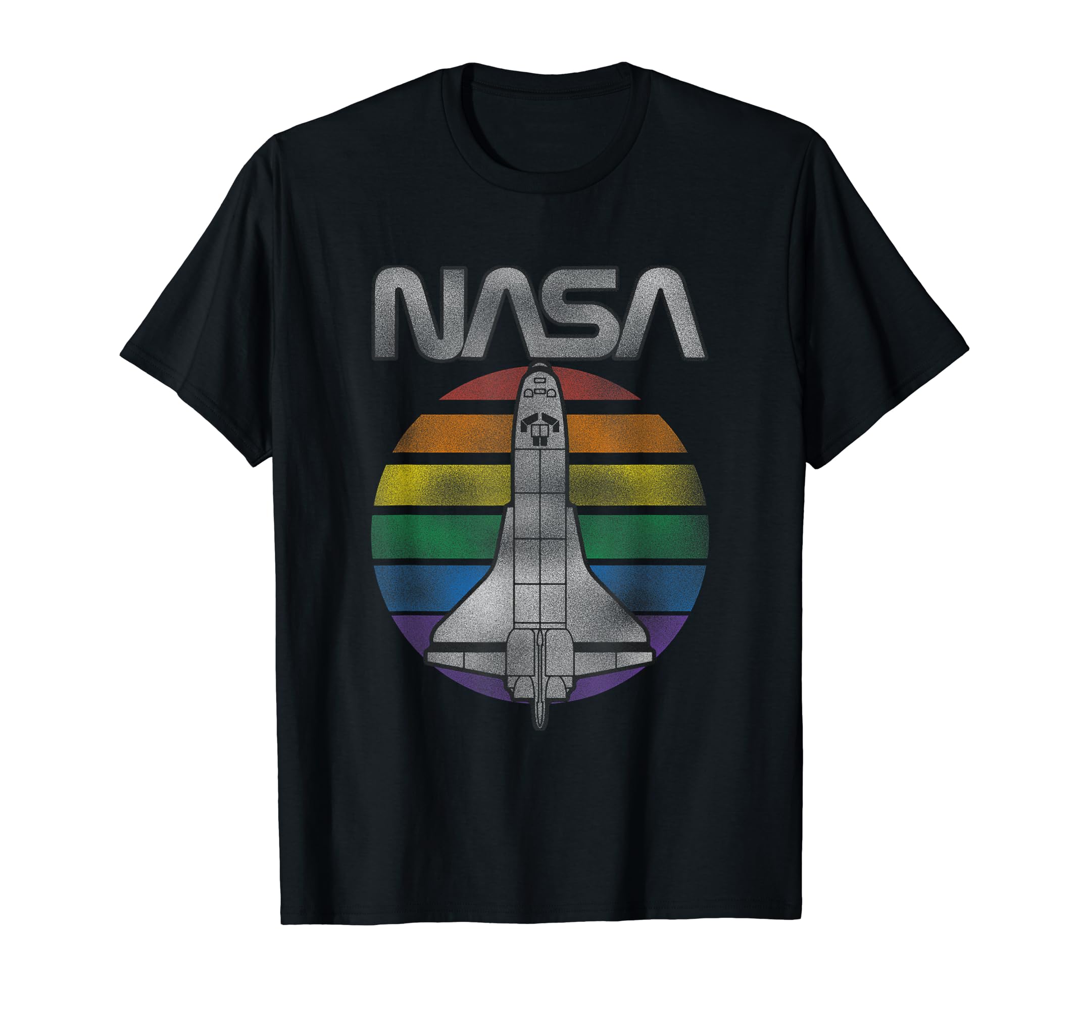 Nasa Space Shuttle Rainbow Stripe Badge T-Shirt - Novelty Apparel Men Women - T-Shirt, Sweatshirt, Hoodie