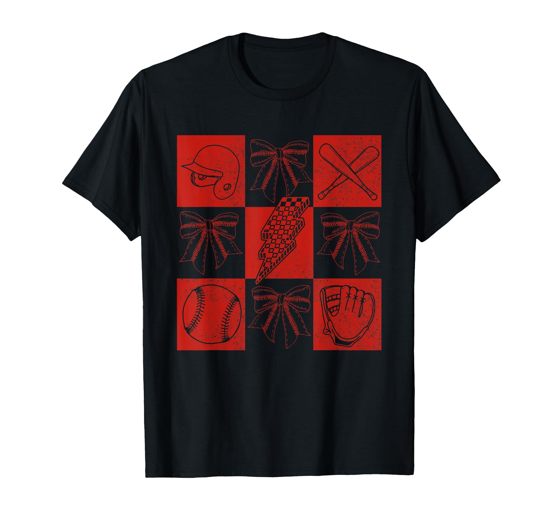 Baseball Mama Coquette Checkered T-Shirt - Custom Art Print Men Women - T-Shirt, Sweatshirt, Hoodie