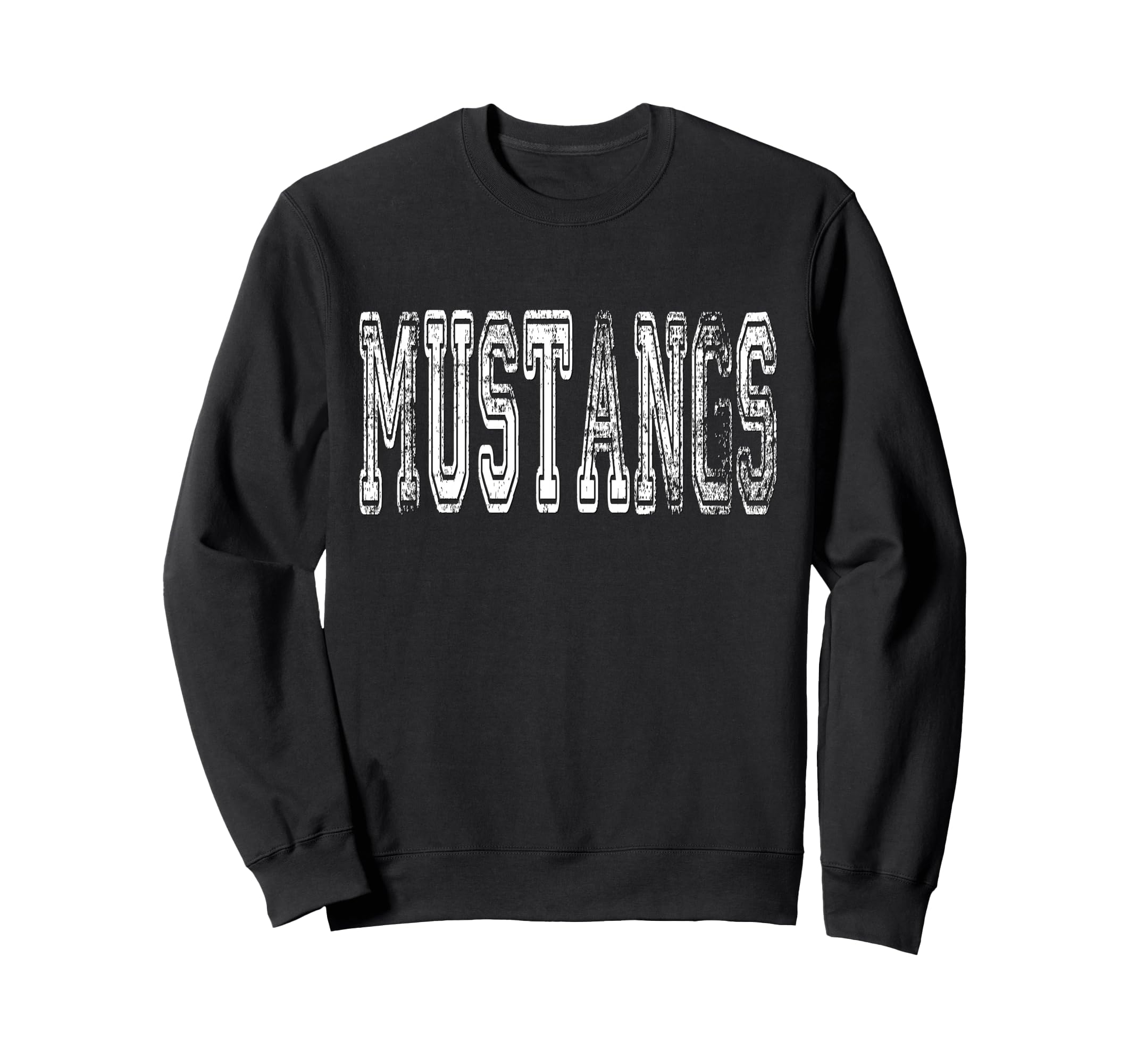 Mustangs Mascot Distressed School Sweatshirt - Minimalist Print Men Women - T-Shirt, Sweatshirt, Hoodie