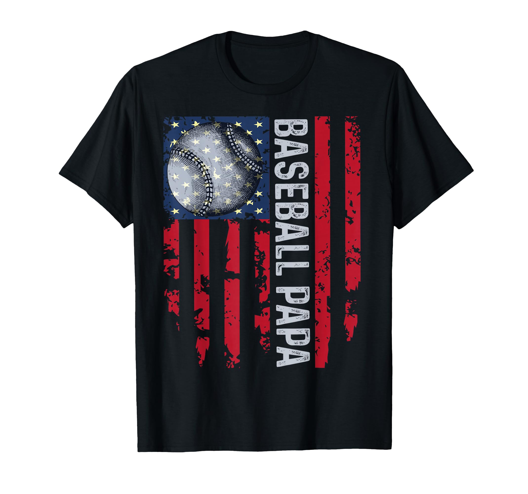 Baseball Papa Usa Flag Coach Fathers T-Shirt - Streetwear Style for Adults - T-Shirt, Sweatshirt, Hoodie