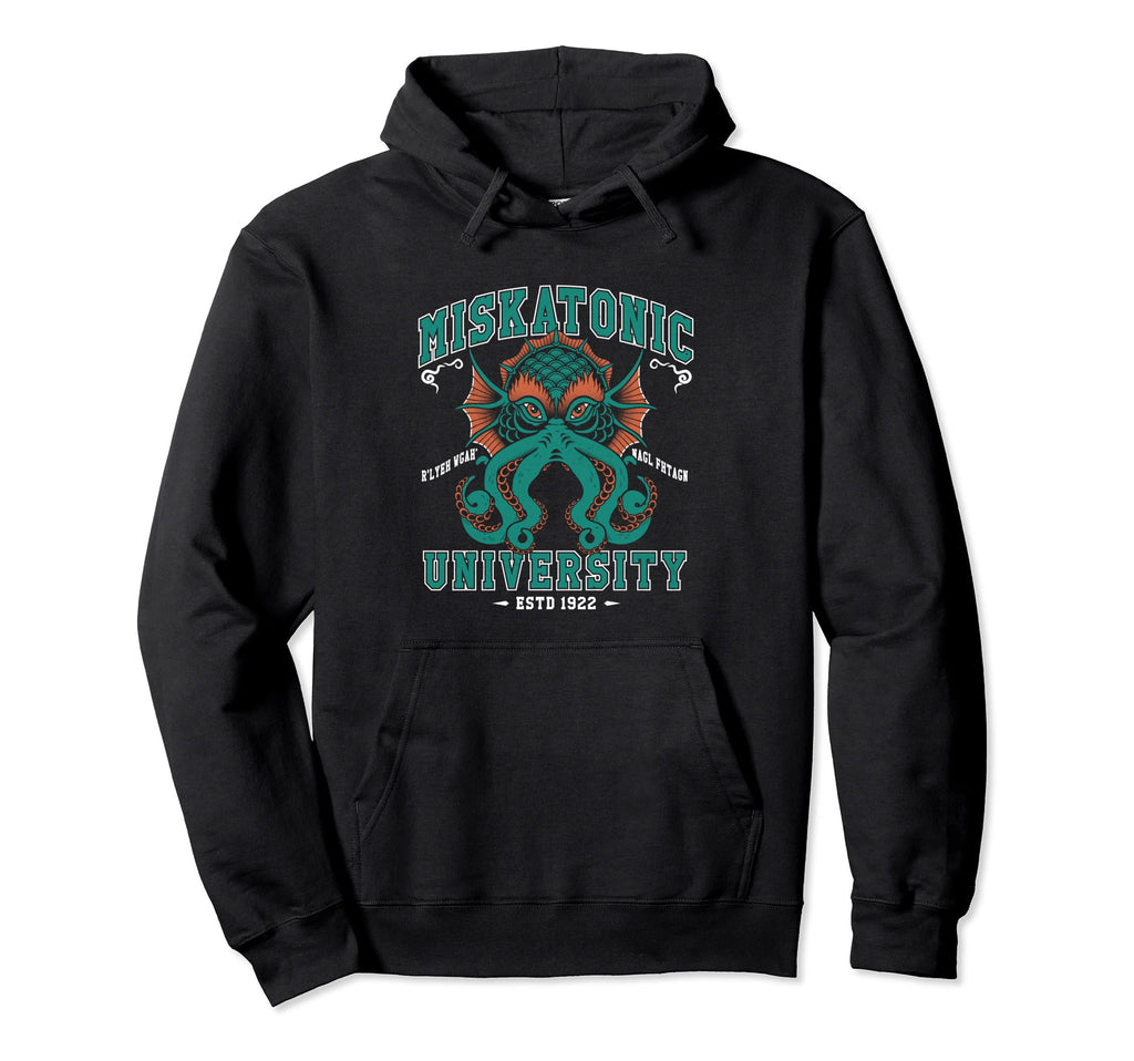 Miskatonic University Distressed Hoodie - Fun Novelty Design Men Women - T-Shirt, Sweatshirt, Hoodie