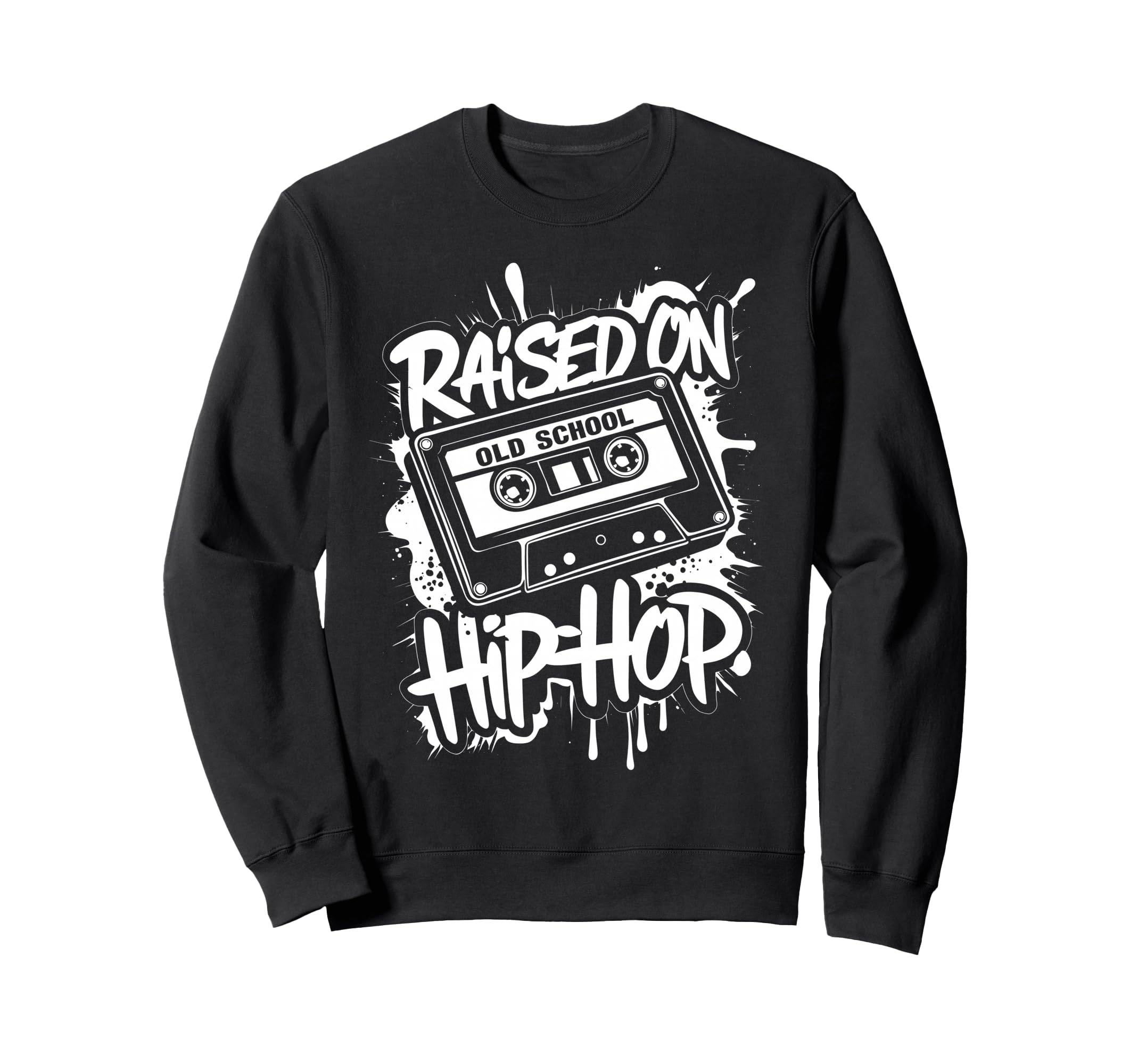Raised Old School Hip Hop Cassette Sweatshirt - Aesthetic Graphic Unisex - T-Shirt, Sweatshirt, Hoodie