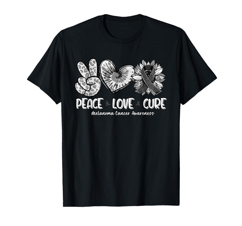 Peace Love Cure Sunflower Melanoma Cancer T-Shirt - Trendy Graphic Unisex - T-Shirt, Sweatshirt, Hoodie