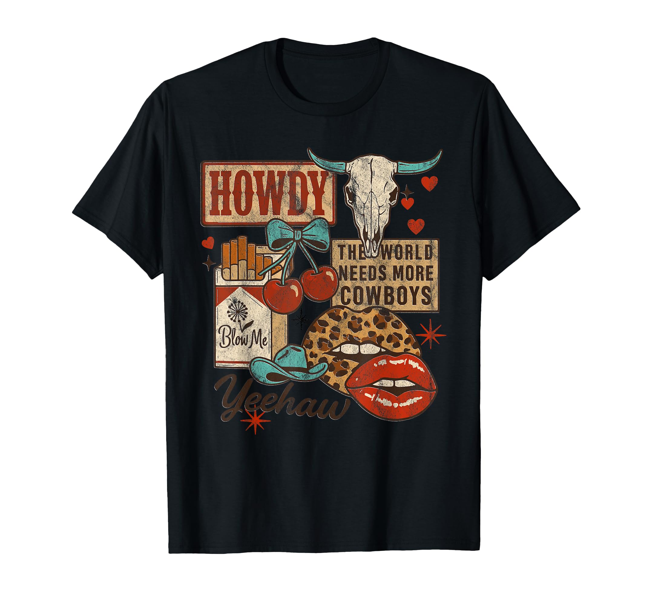 Yeehaw Cowgirl Howdy Collage Western T-Shirt - Unique Graphic Unisex - T-Shirt, Sweatshirt, Hoodie