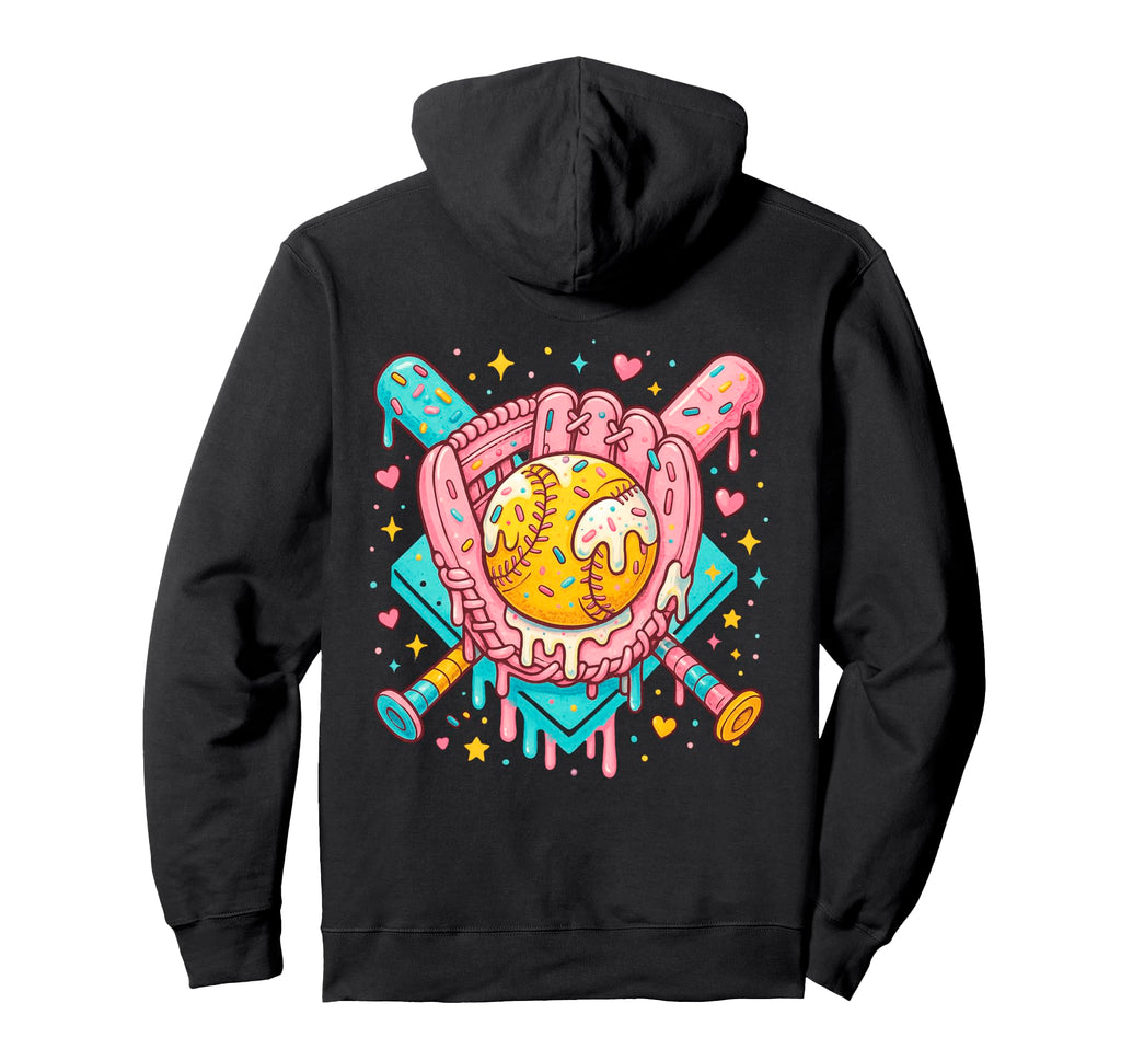 Softball Glove And Bat Sprinkle Ice Hoodie - Fun Novelty Design for Adults - T-Shirt, Sweatshirt, Hoodie
