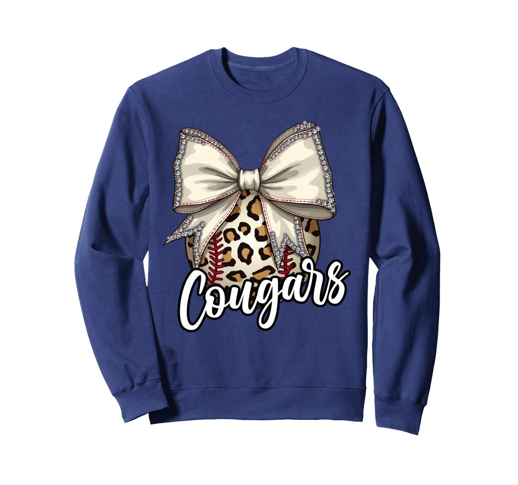 Cougars Baseball Mom Leopard Coquette Sweatshirt - Novelty Apparel Unisex - T-Shirt, Sweatshirt, Hoodie