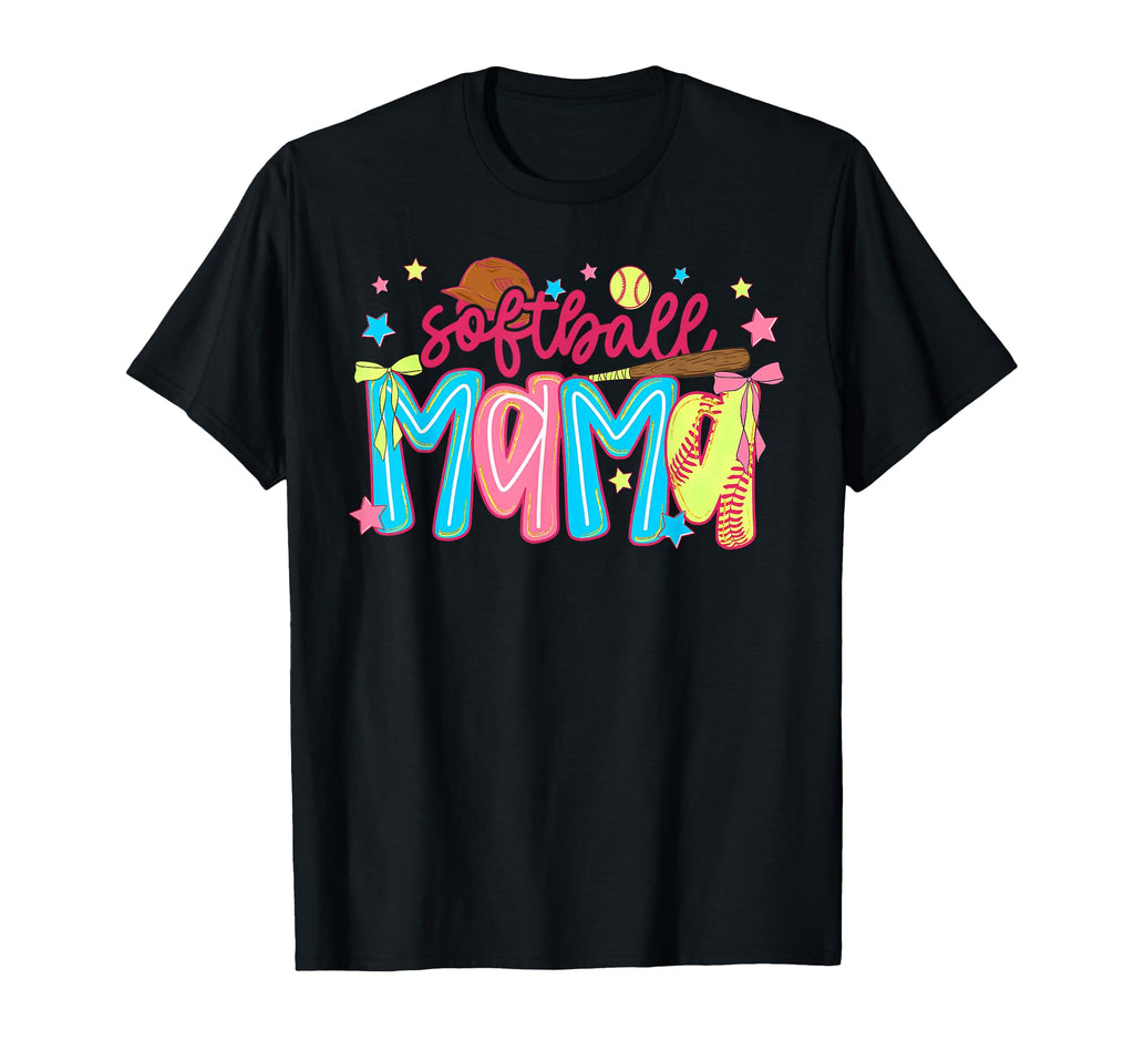Softball Mama Preppy Coquette Bow T-Shirt - Novelty Apparel Men Women - T-Shirt, Sweatshirt, Hoodie