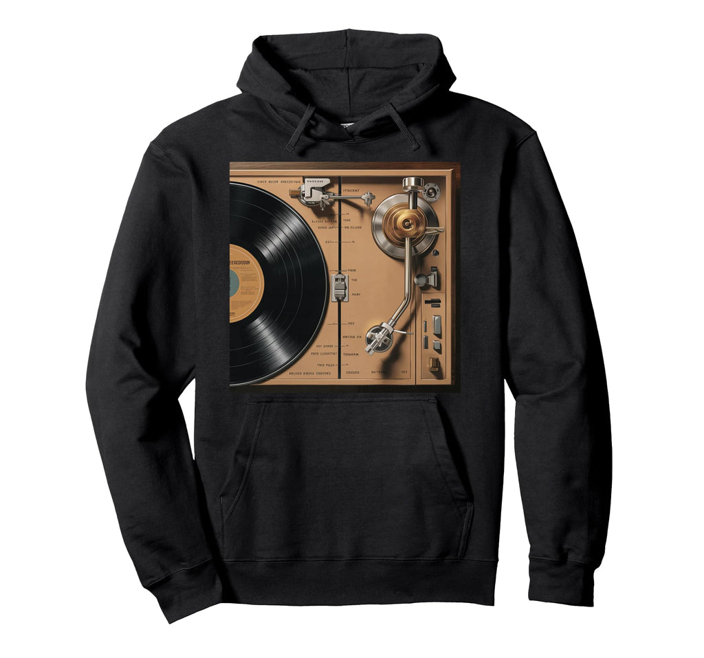 Old School Hip Hop Vinyl Record Turntable Hoodie - Graphic Print Men Women - T-Shirt, Sweatshirt, Hoodie