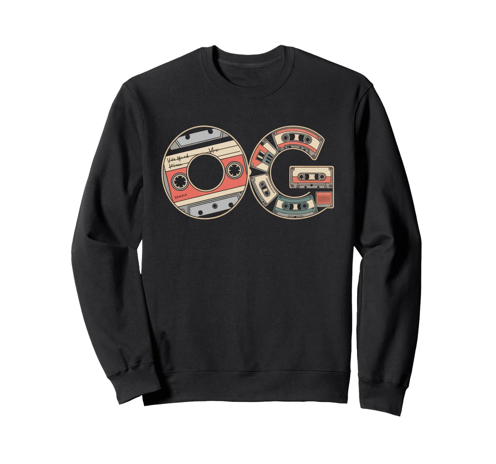 Old School Og Hip Hop Vinyl Cds Tapes Sweatshirt - Graphic Print Unisex - T-Shirt, Sweatshirt, Hoodie