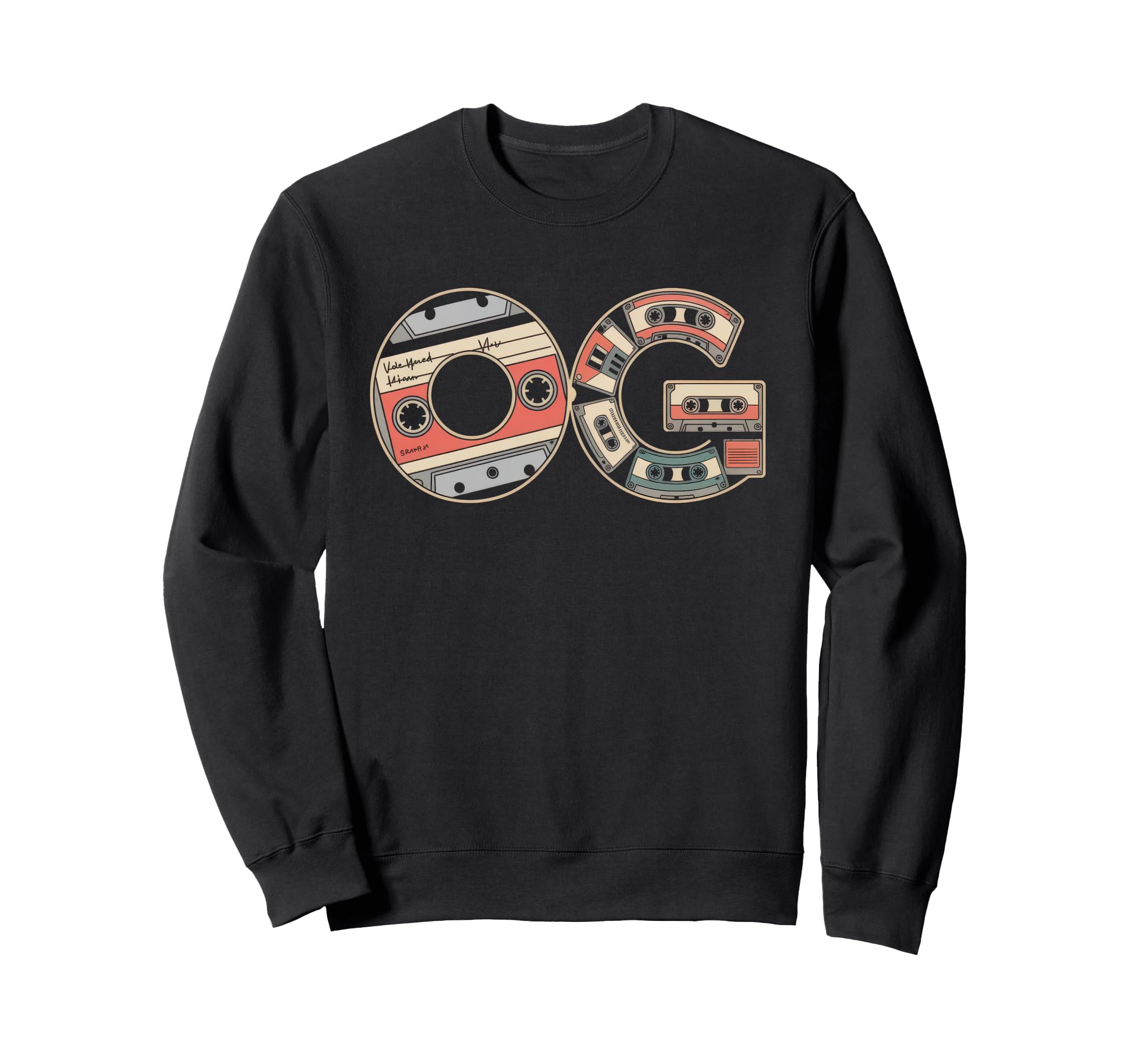 Old School Og Hip Hop Vinyl Cds Tapes Sweatshirt - Graphic Print Unisex - T-Shirt, Sweatshirt, Hoodie