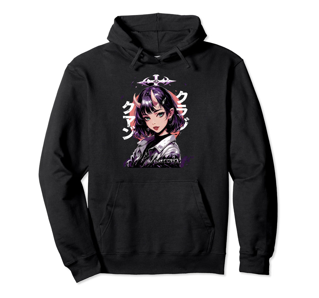 Anime Goth Grunge Demon Waifu Horror Hoodie - Streetwear Style for Adults - T-Shirt, Sweatshirt, Hoodie