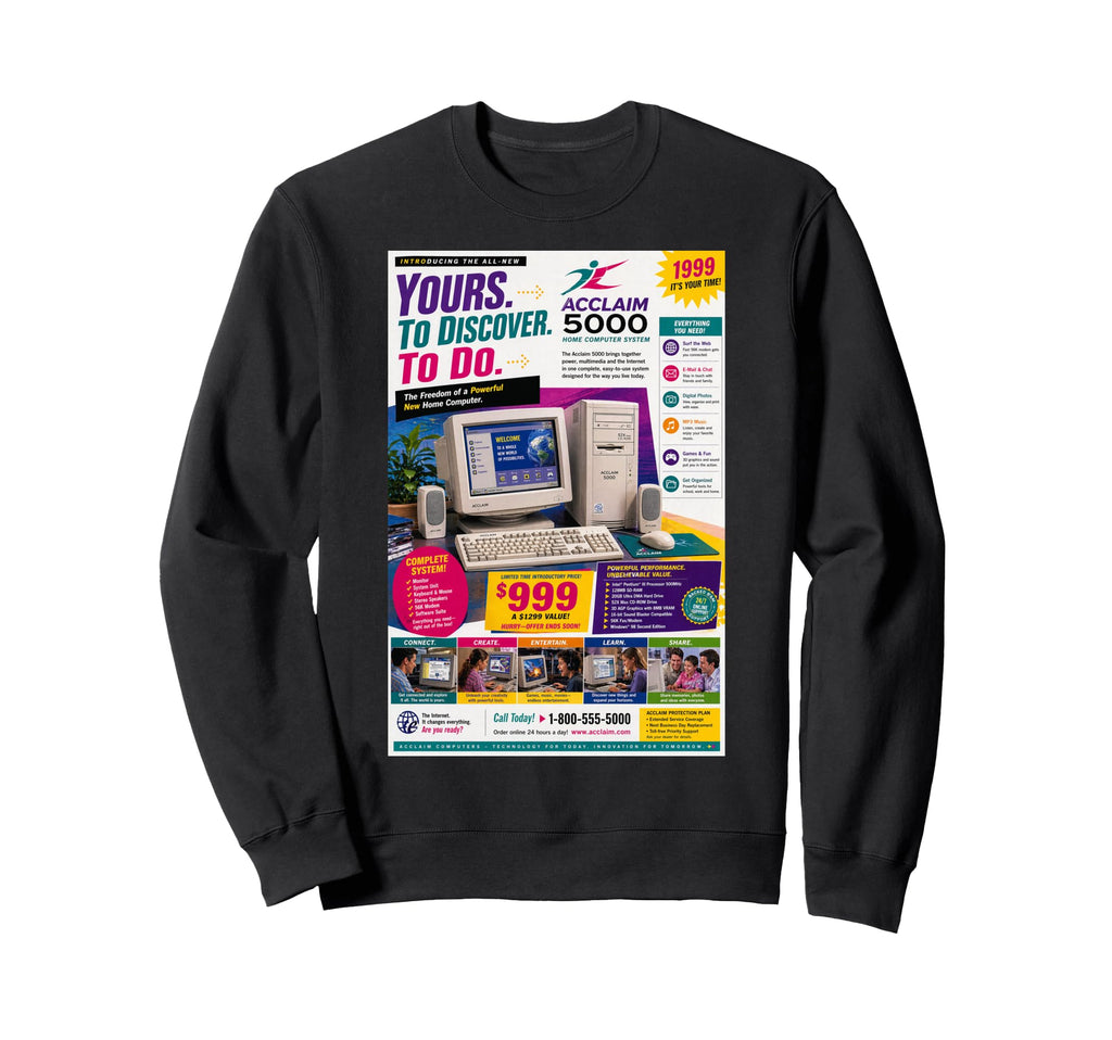 90S Home Computer Tech Analog Sweatshirt - Unique Graphic for Adults - T-Shirt, Sweatshirt, Hoodie