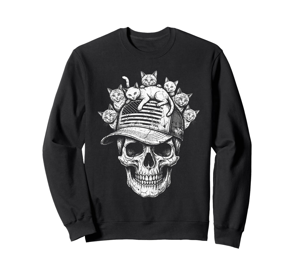 Skull Cat Skeleton Kitty Kitten Sweatshirt - Aesthetic Graphic Unisex - T-Shirt, Sweatshirt, Hoodie