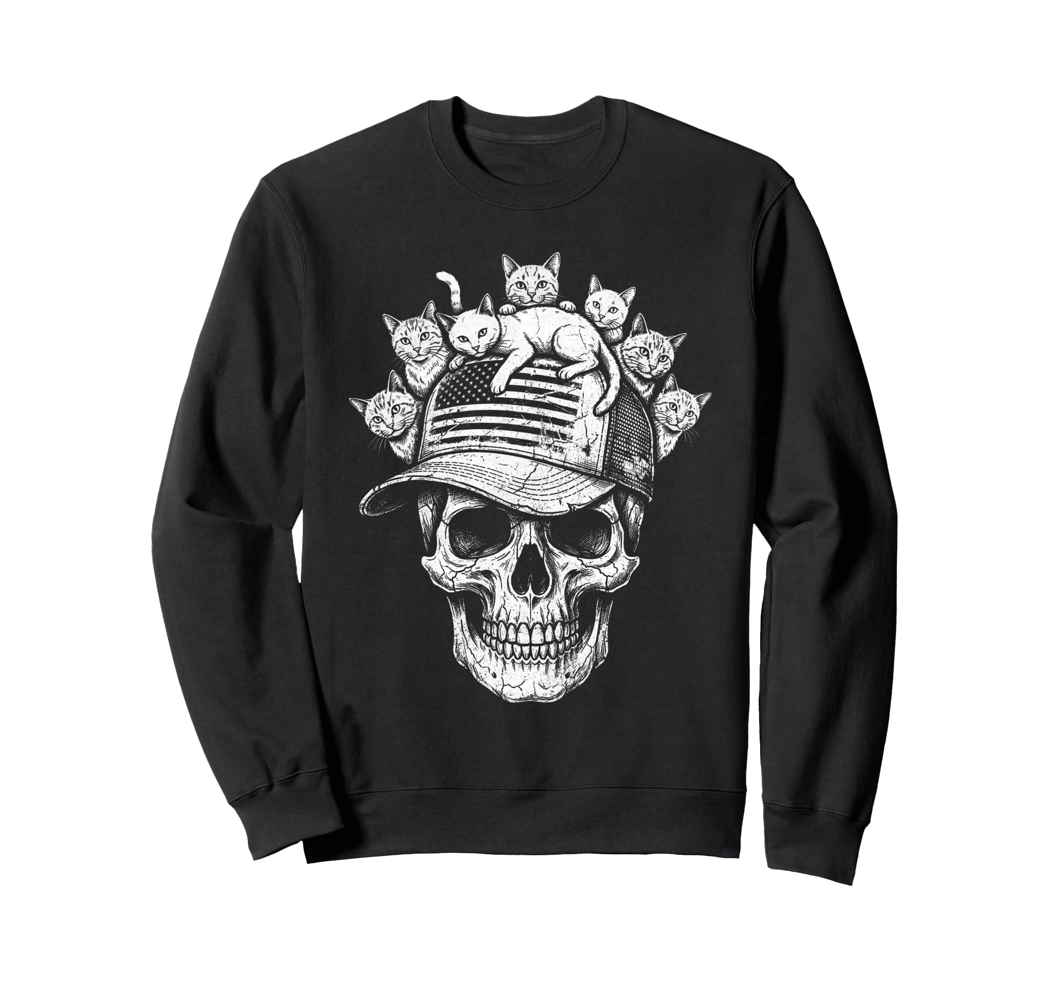 Skull Cat Skeleton Kitty Kitten Sweatshirt - Aesthetic Graphic Unisex - T-Shirt, Sweatshirt, Hoodie