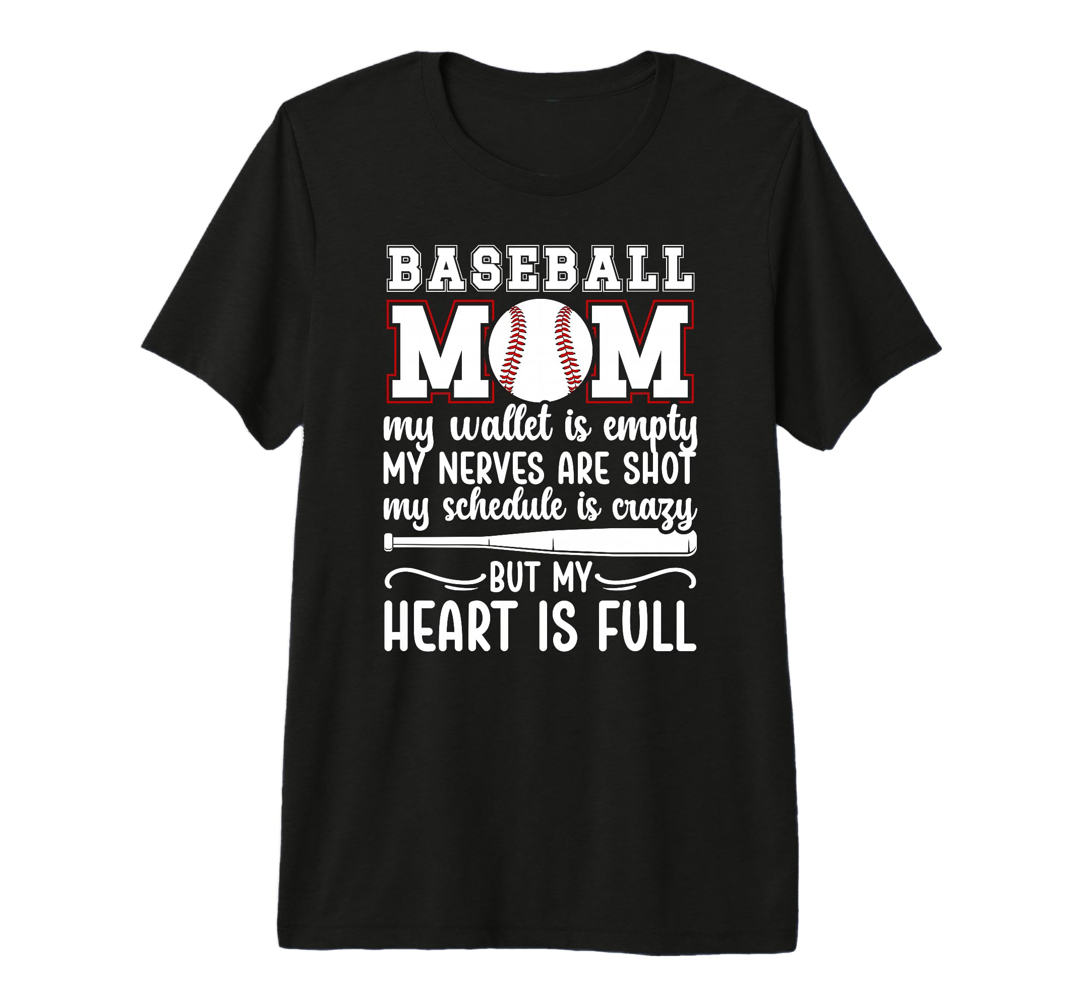 Baseball Mom My Heart Is Full Mom T-Shirt - Aesthetic Graphic Unisex - T-Shirt, Sweatshirt, Hoodie