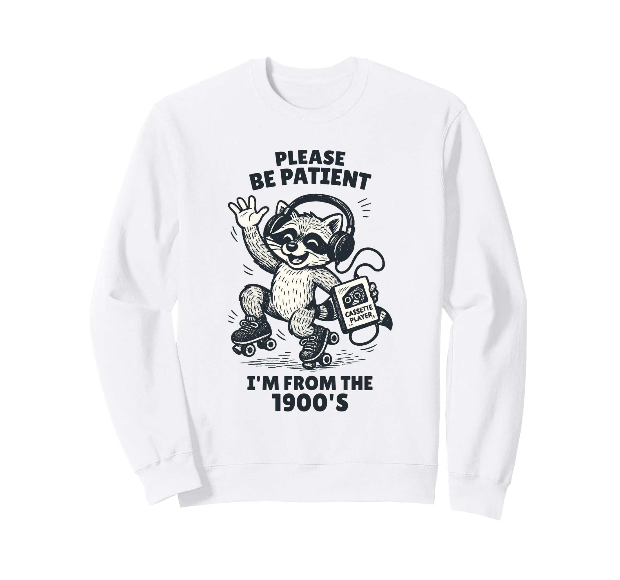 1900S Raccoon Roller Skater Sweatshirt - Aesthetic Graphic Men Women - T-Shirt, Sweatshirt, Hoodie