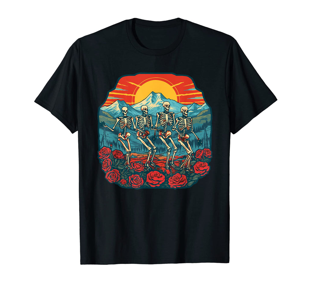 Hippie Skeleton Rock Band 60S Album T-Shirt - Minimalist Print Men Women - T-Shirt, Sweatshirt, Hoodie